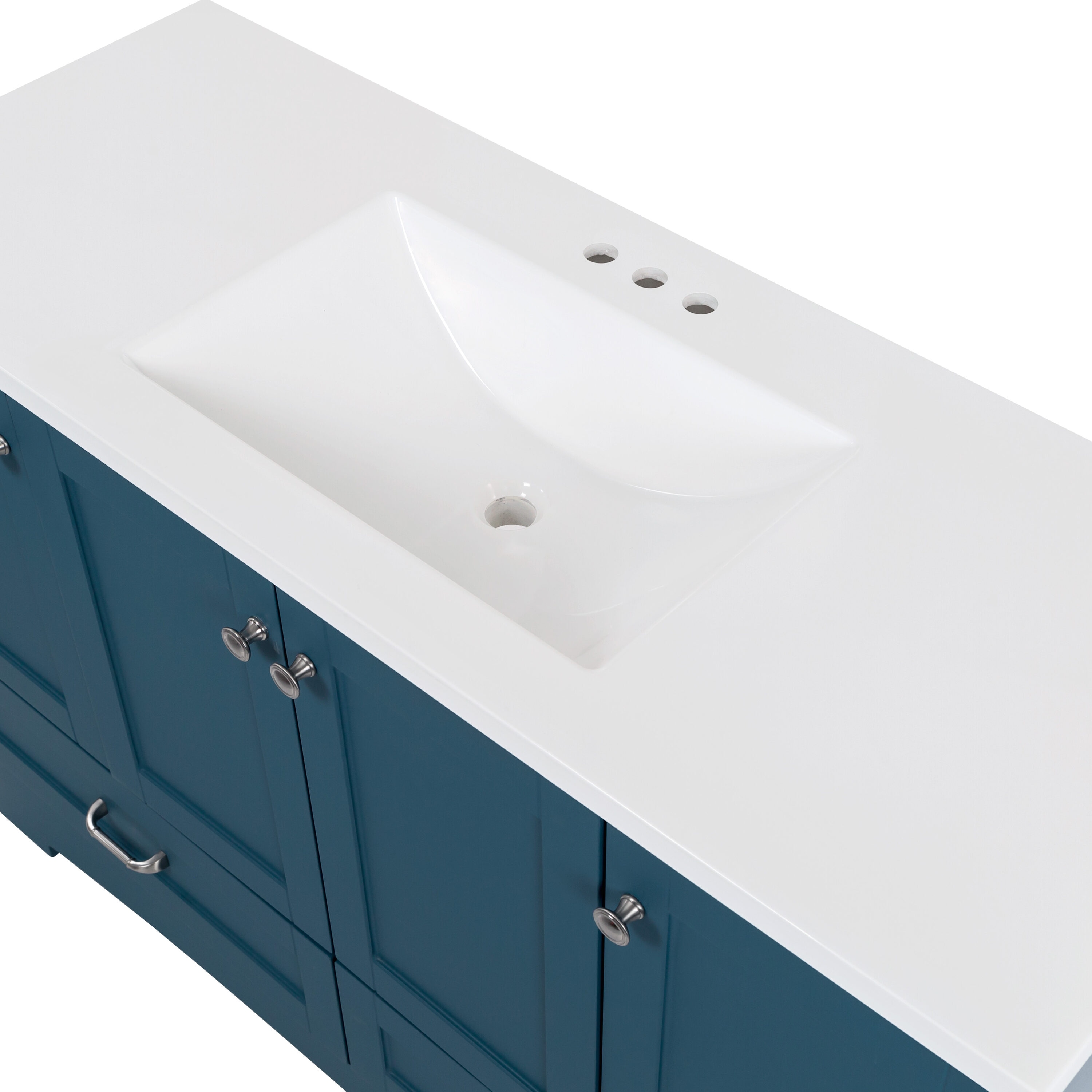 Diamond NOW Cassidy 48-in Admiral Blue Single Sink Bathroom Vanity with  White Cultured Marble Top