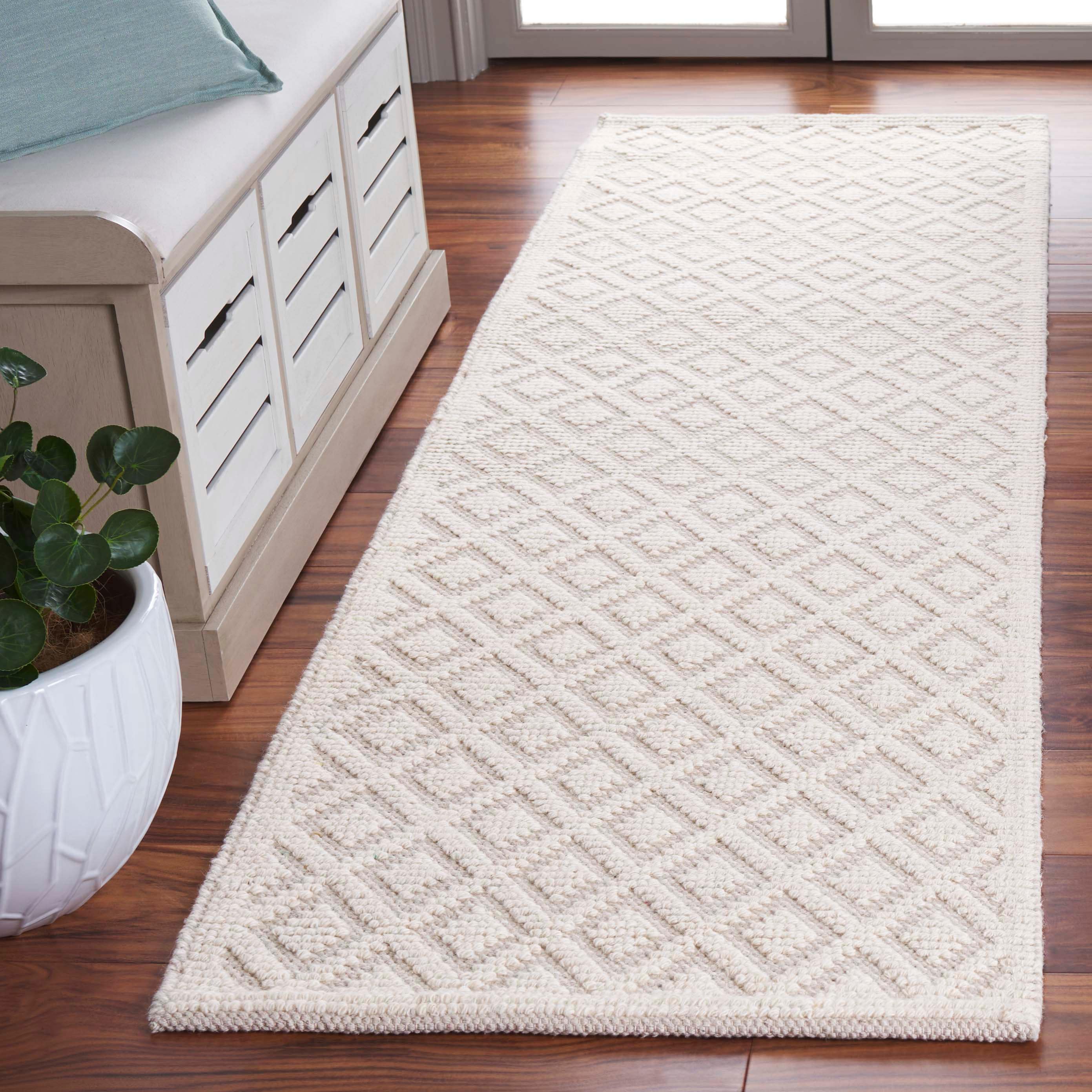  Msr Vermont Ivory Contemporary 2ft-3in x 8ft Runner Rug