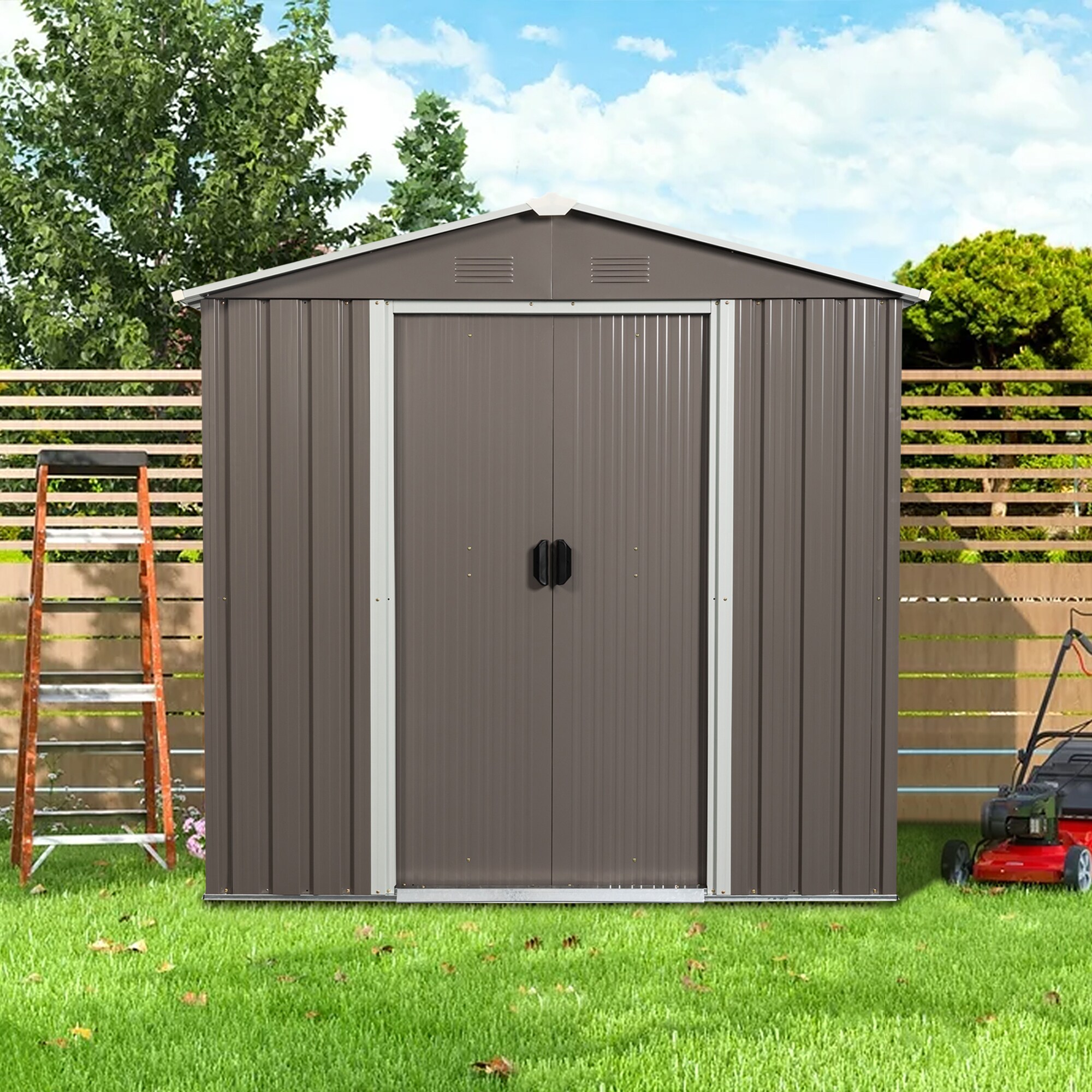 WELLFOR GGJS00364GY Metal-Storage-Buildings-Sheds - View #4