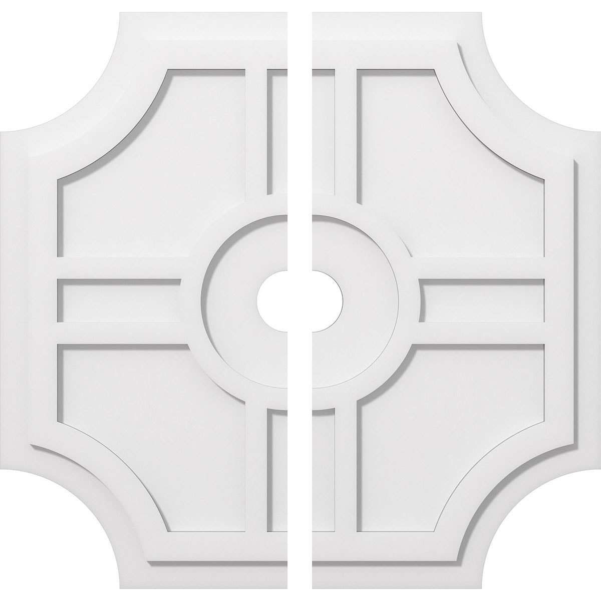Ekena Millwork CMP28HS2-03000 Haus 28-Inches W x 28-Inches L Contemporary White PVC Split Ceiling Medallion