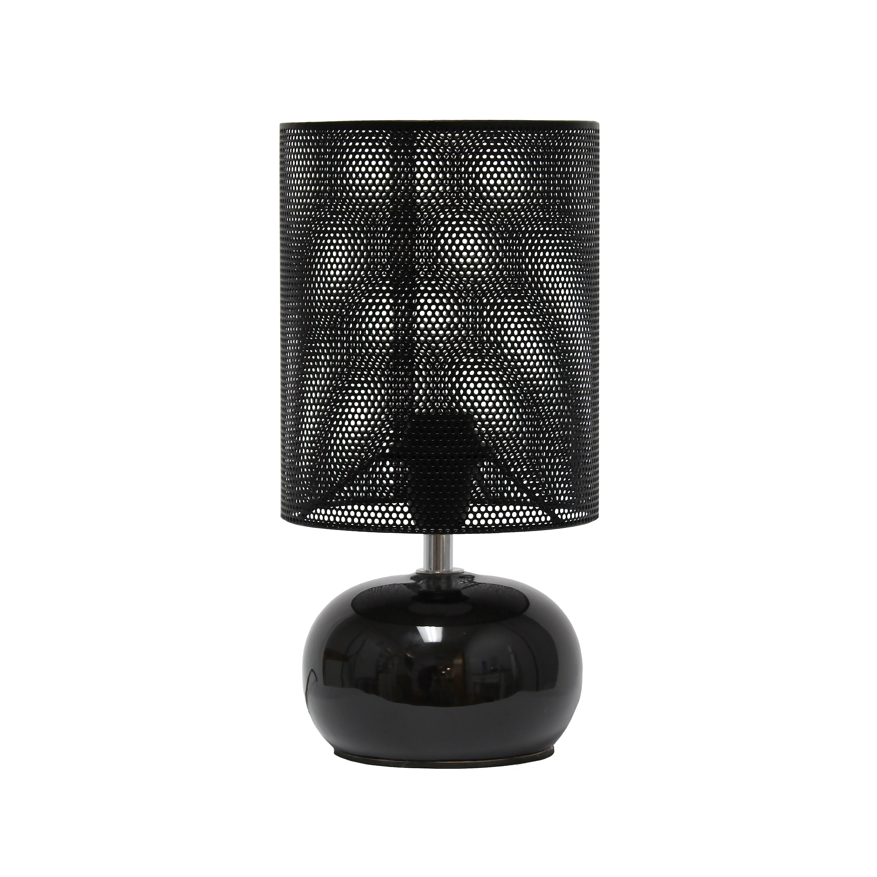 Simple Designs LT2130-BLK Mesh Around 10.04-in Black LED Table Lamp with Metal Shade