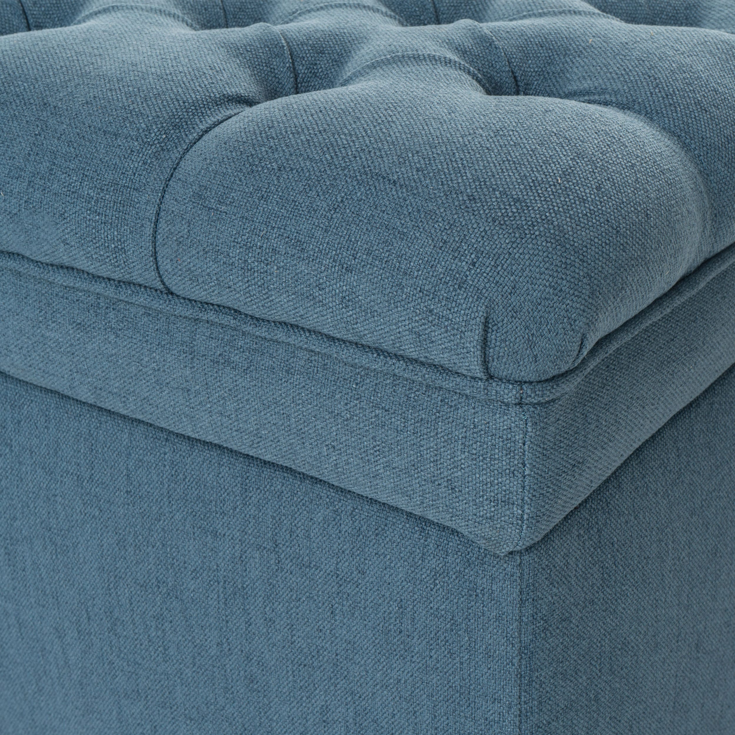 Juliana Oversized Blue Tufted Storage Ottoman Bench