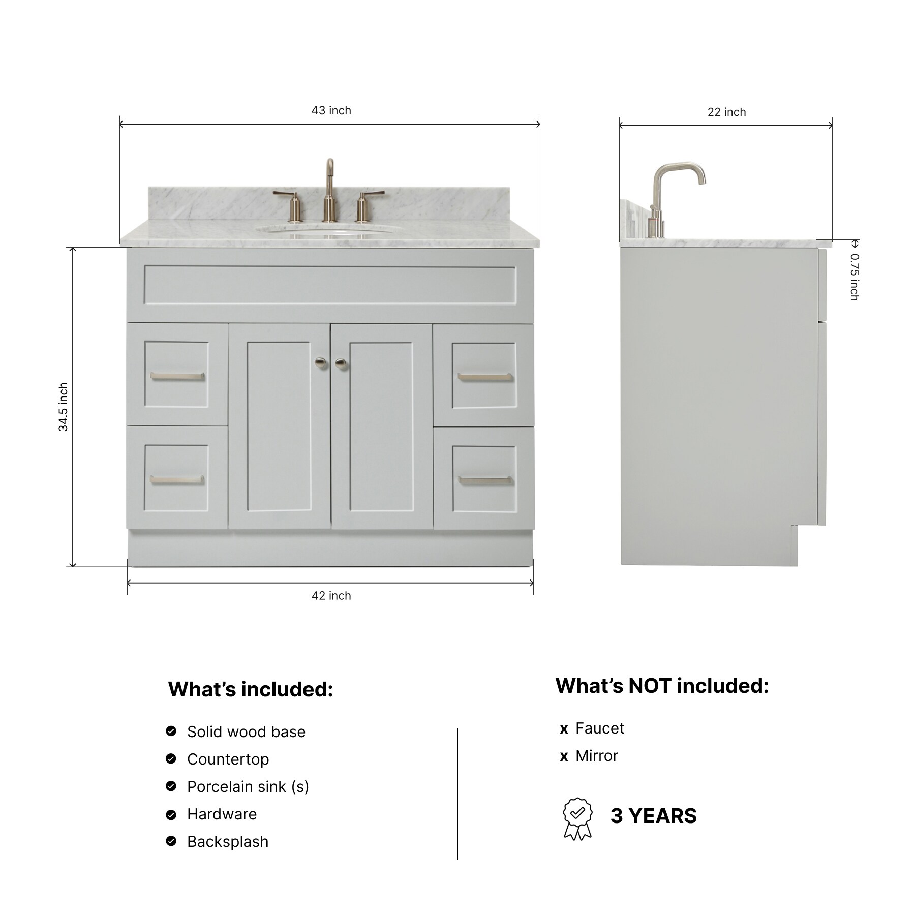 ARIEL F043SCW2OVOGRY Bath-Vanity-Combo - View #3