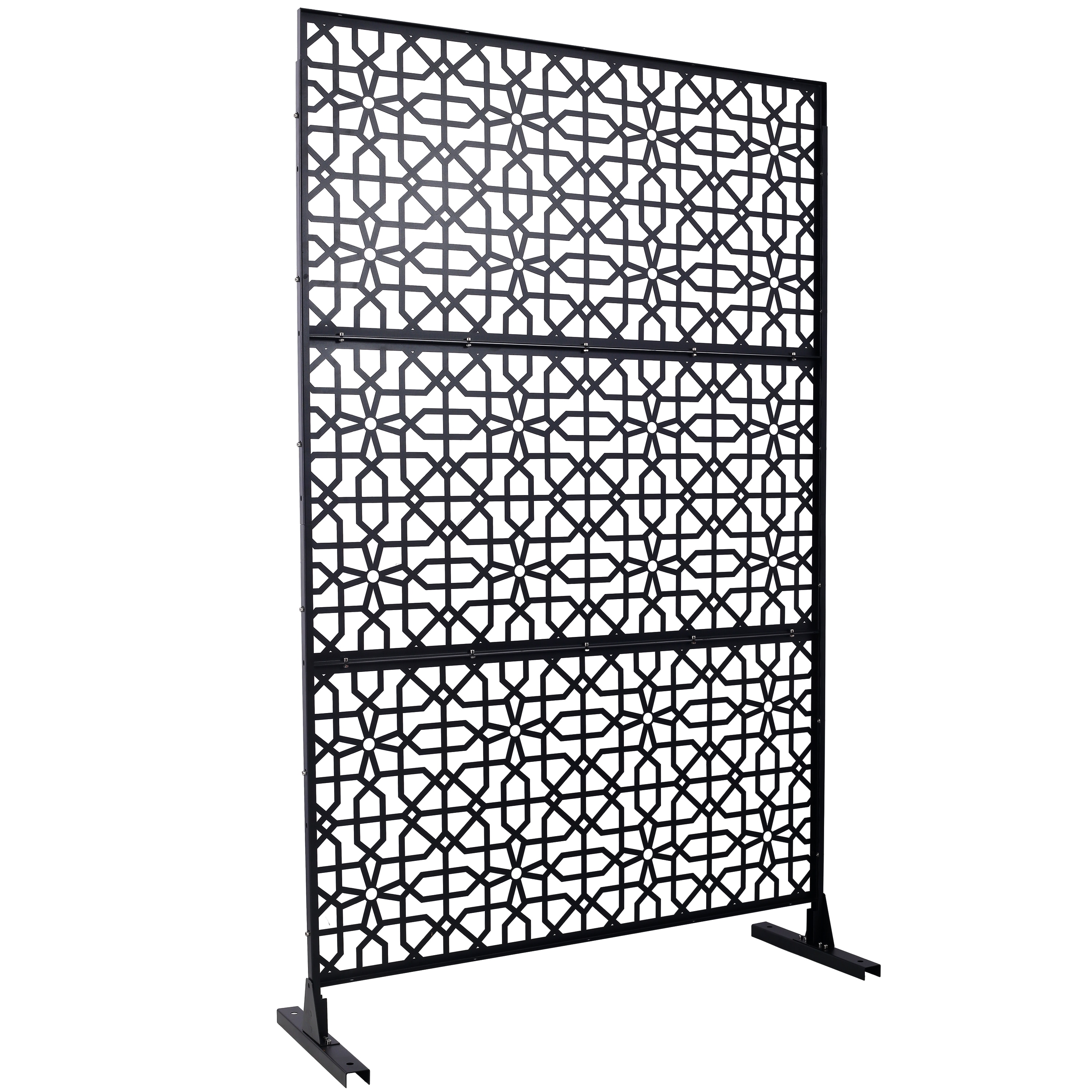 CESICIA Room Dividers 3 -Panel Black Metal Traditional Style Room Divider
