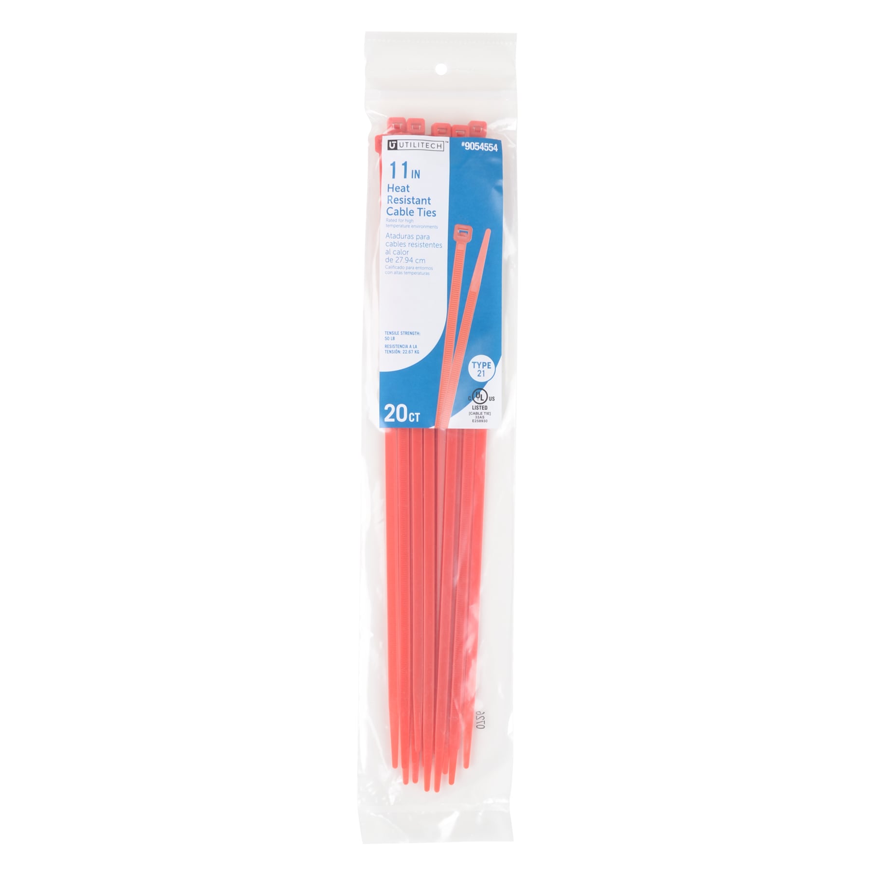 Utilitech 11-in Nylon Standard zip ties Red Heat Resistant 20 -Pack
