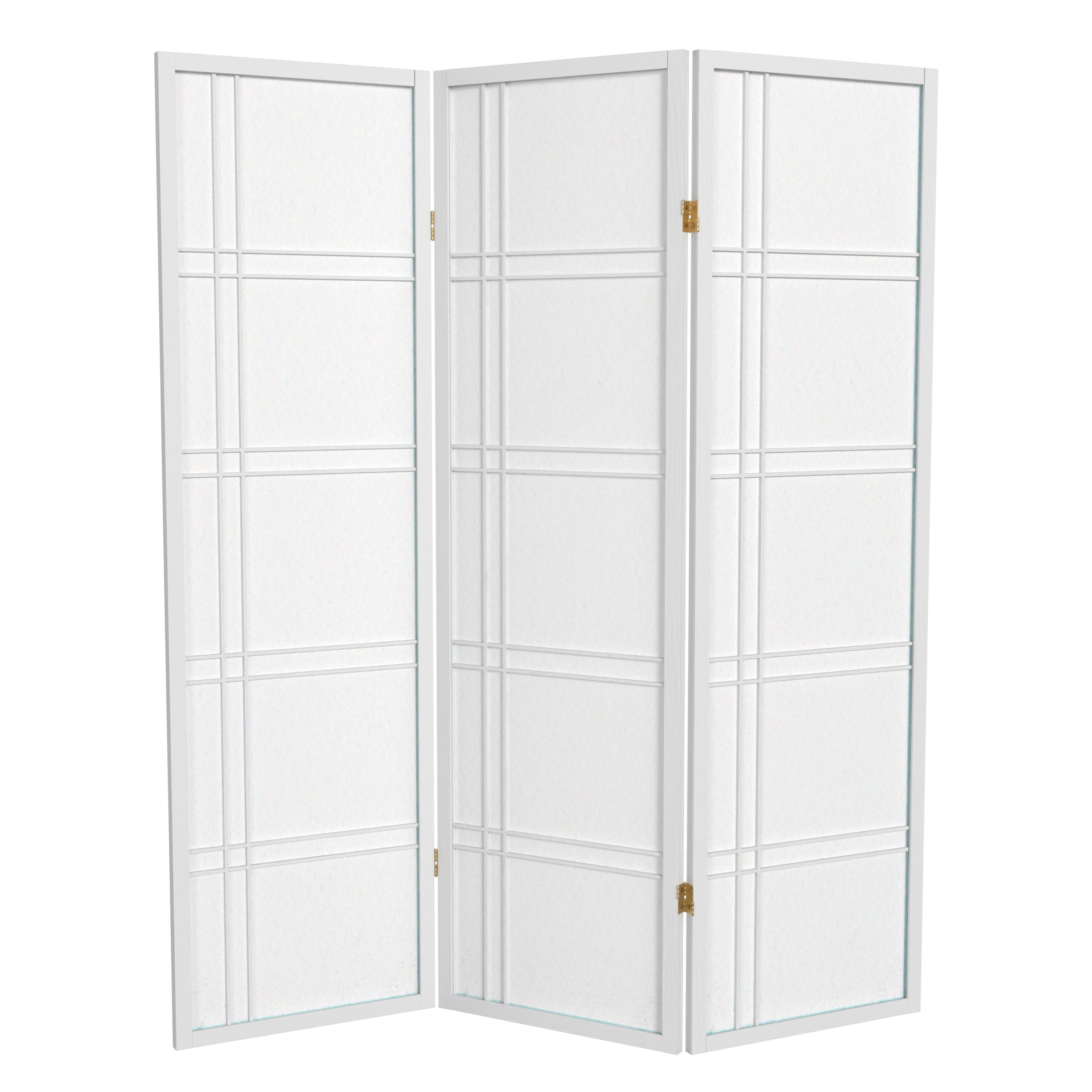 Oriental Furniture DC60-WHT-3P 3 -Panel White Wood Folding Shoji Style Room Divider
