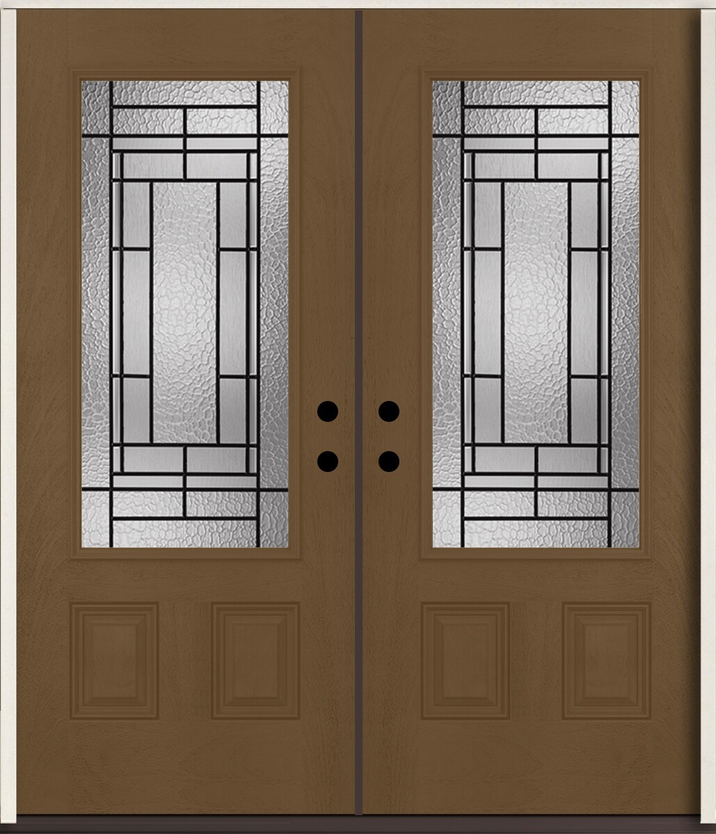RELIABILT LO963739 Pembrook 72-in x 80-in x Fiberglass 3/4 lite Right-hand inswing Woodhaven Stain Stained Prehung Double Front Door Insulating core