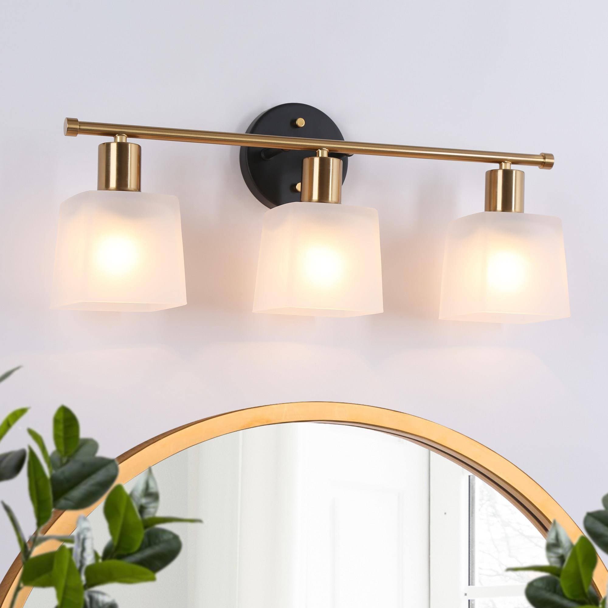 Uolfin NYFQQZ-LWS290W3-G8 21-in 3 -Light Matte Brass Modern/contemporary Vanity light
