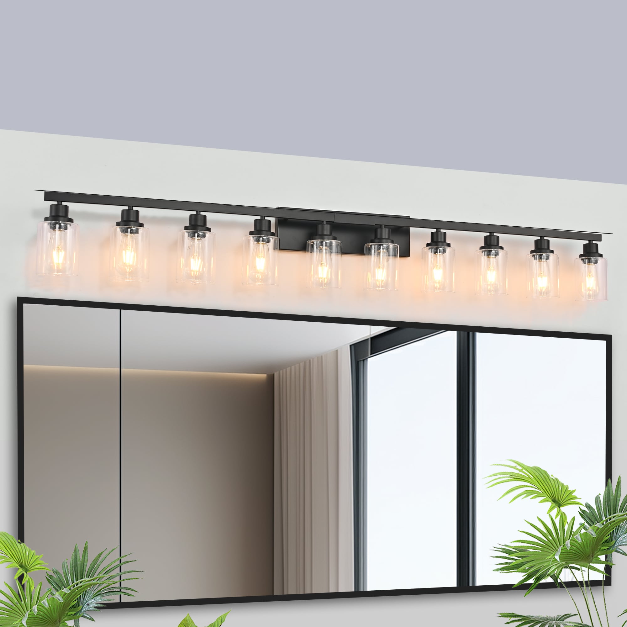 Forclover Vanity Lights 65-in 10 Light Matte Black Modern/contemporary Bathroom Vanity light