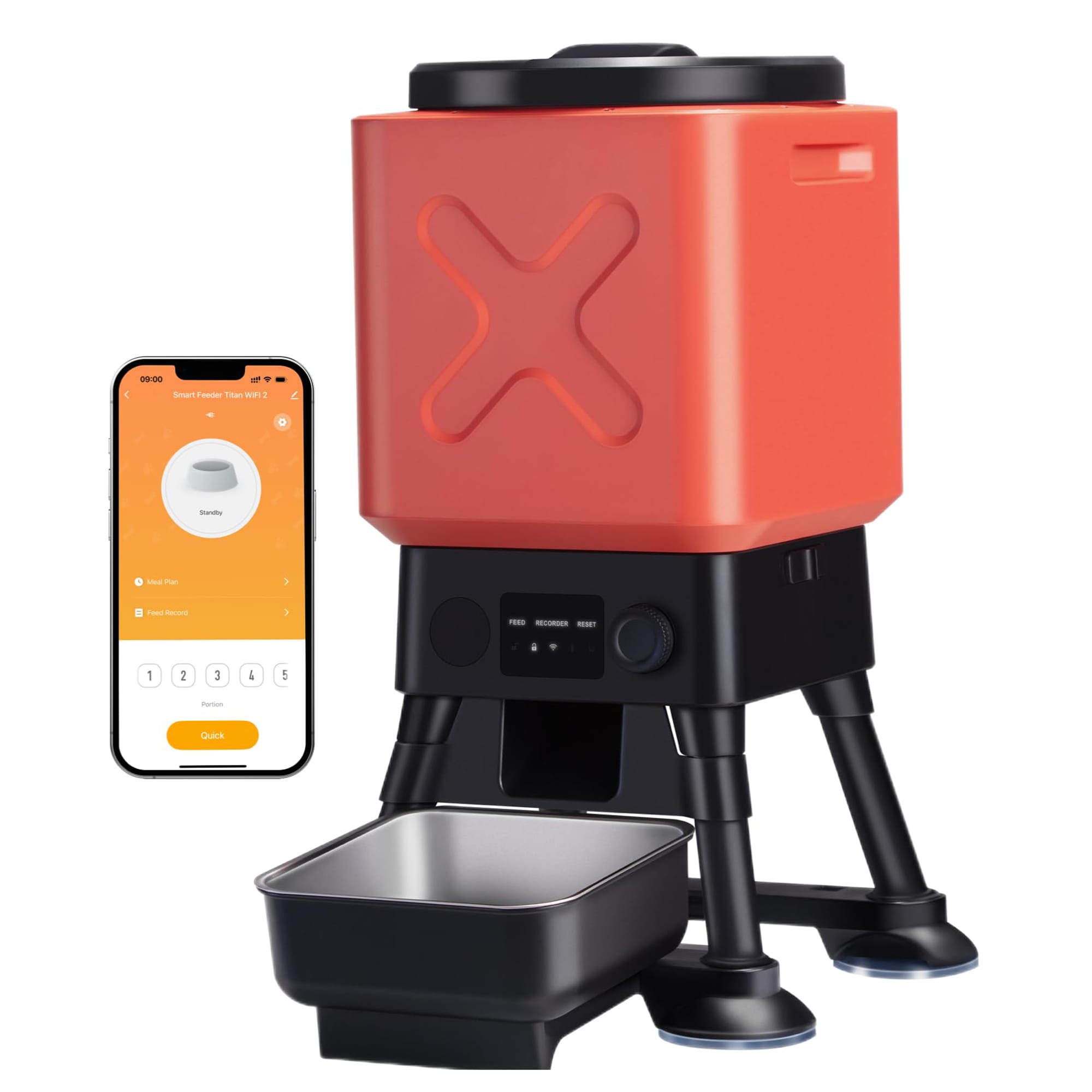 Anqtovp - Automatic Dog Feeder 14L WiFi App Control for Large Dogs 6 Meal Scheduler Anti Blockag...