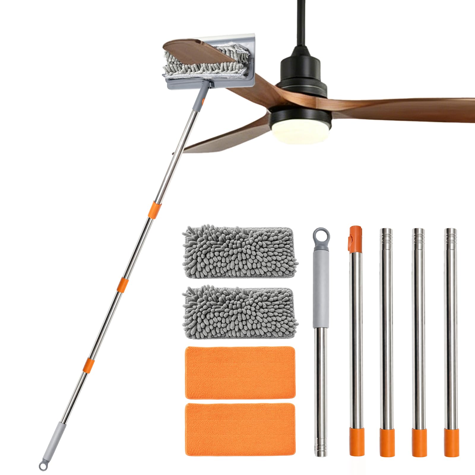 AKSCYZM  Ceiling Fan Cleaner Duster 3 in 1 Fan Duster Cleaning Tool with 81 Extendable Long Handle Removable Chenille Microfiber Mop Head Cleaner