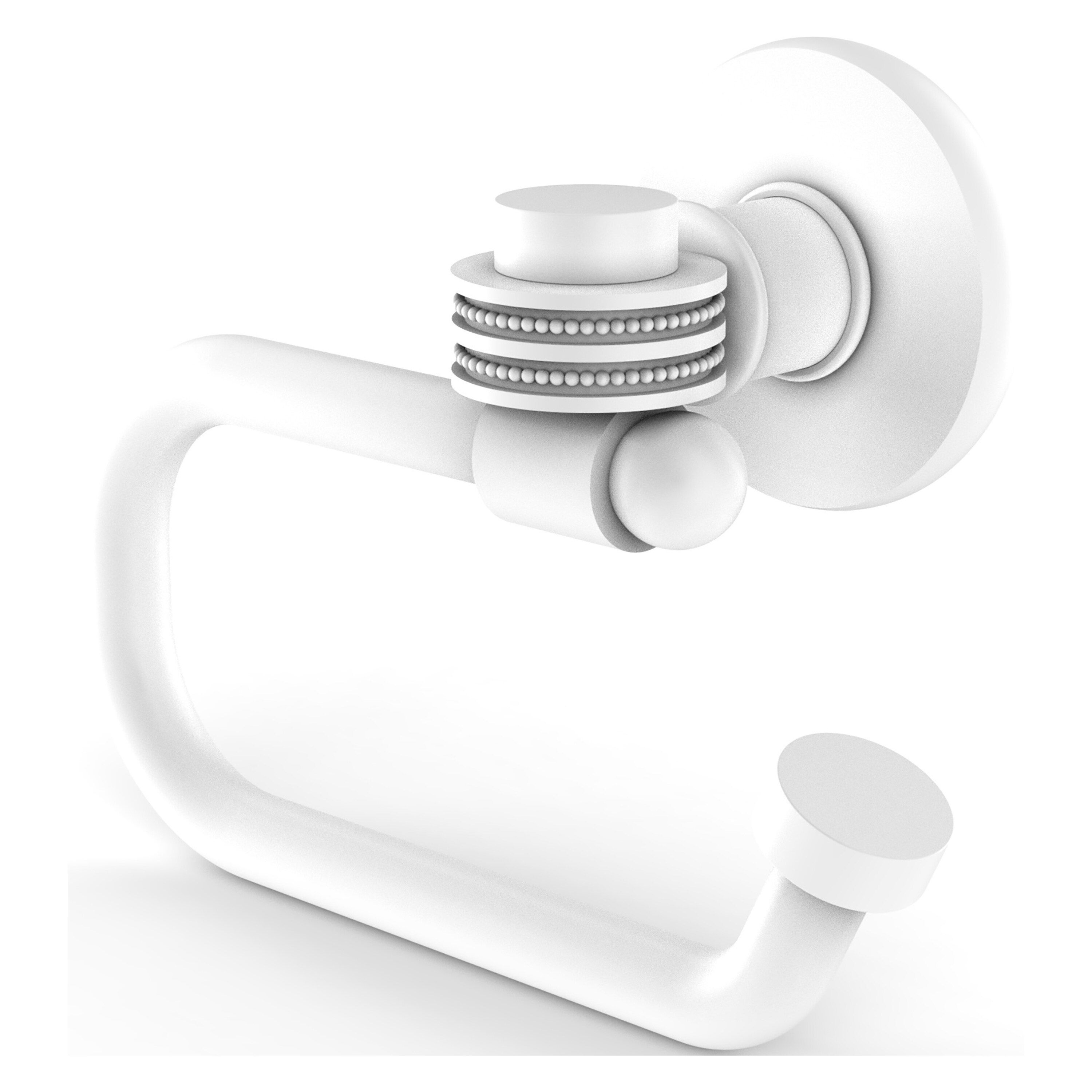 Allied Brass 2024ED-WHM Continental Matte White Wall mount Single post Toilet Paper Holder 1 -Rolls with Storage