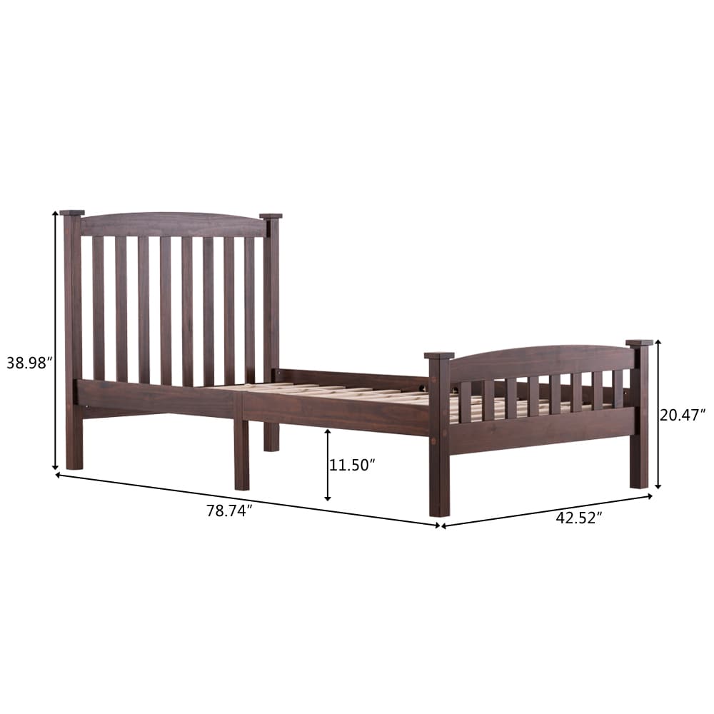 Winado LO1G52003208 Brown Twin Wood Bed frame Bed