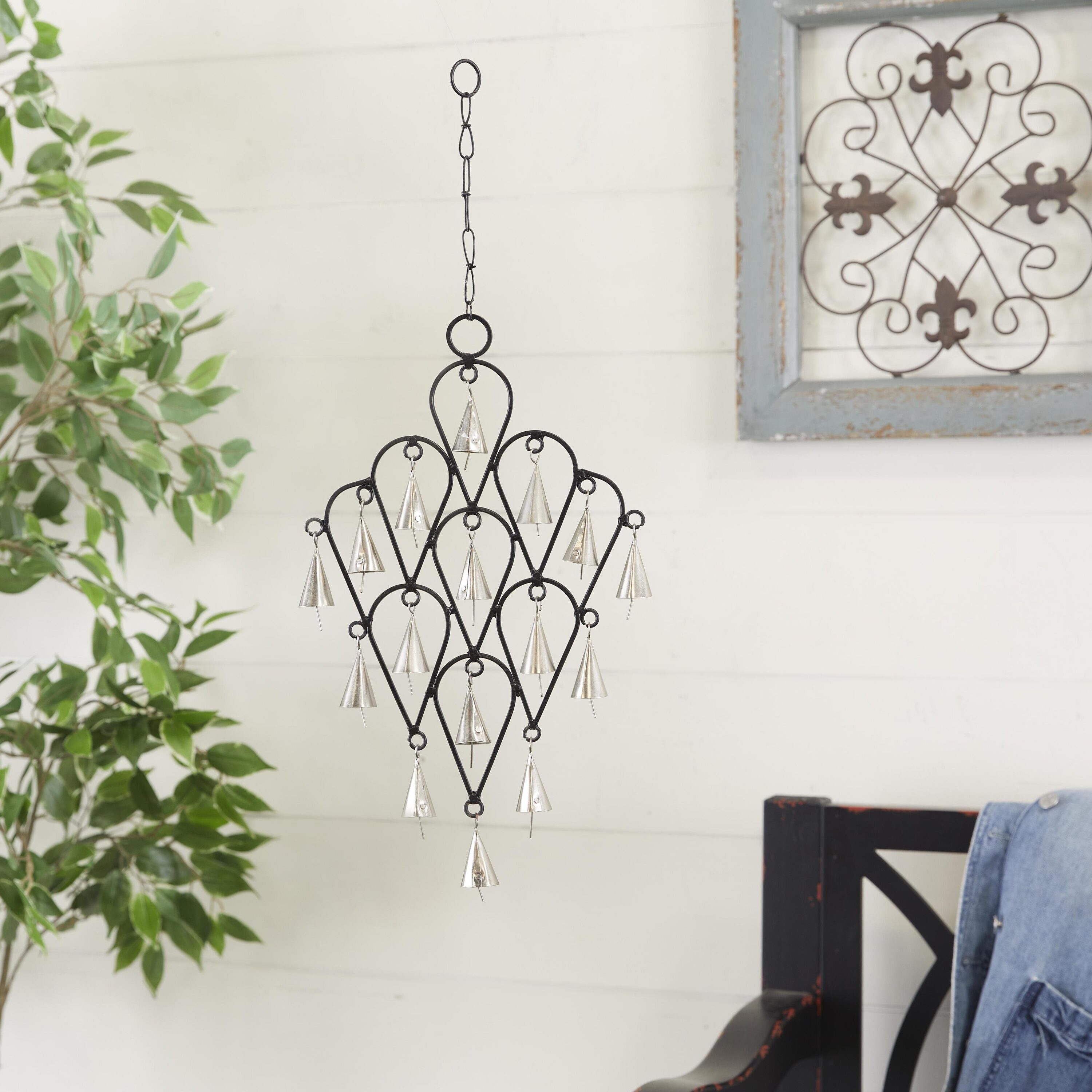 Grayson Lane 820985 24-Inches Black Metal Bell Wind Chime