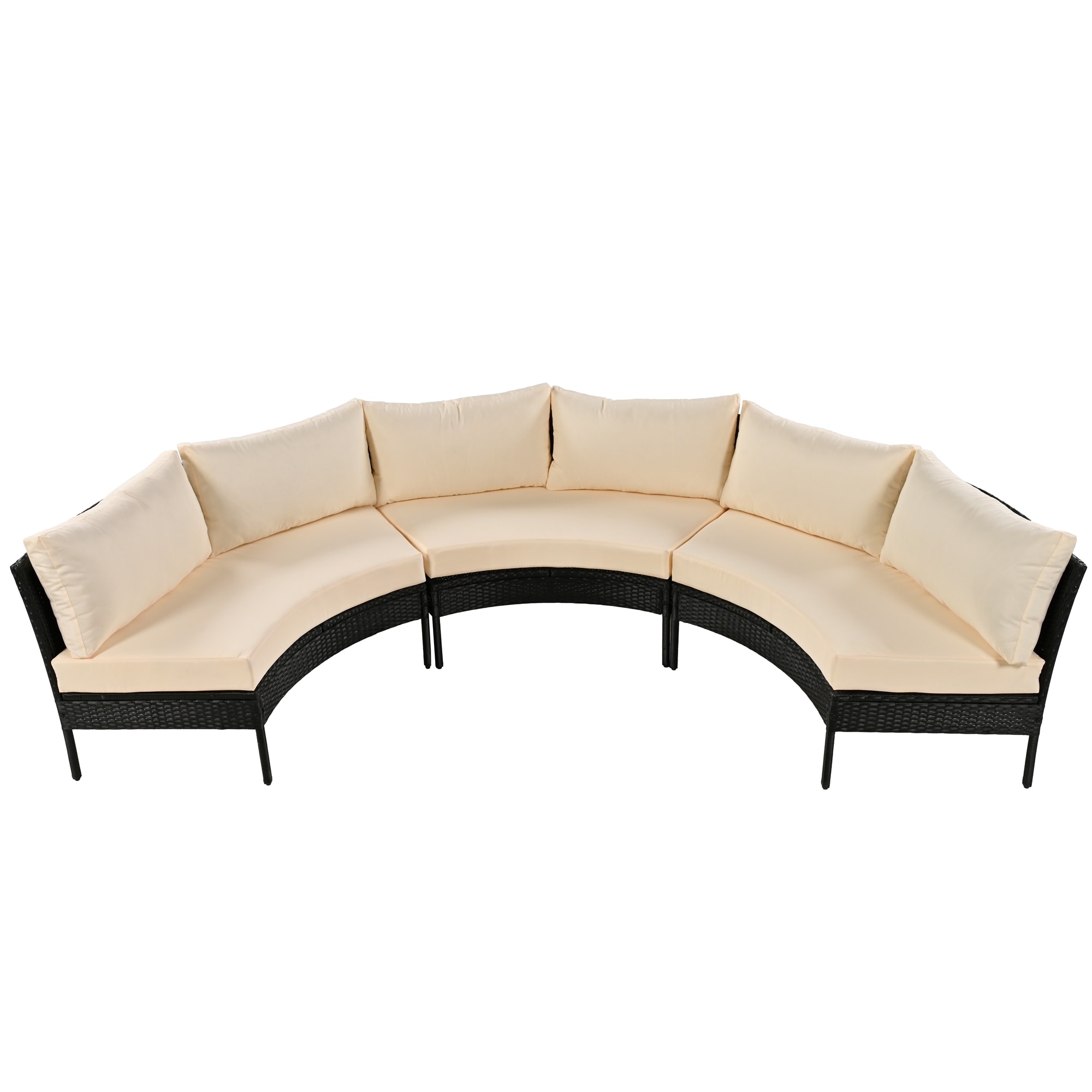 Nestfair AUST0377A Patio Furniture Sets Rattan Outdoor Sectional with Beige Cushions and Rattan Frame