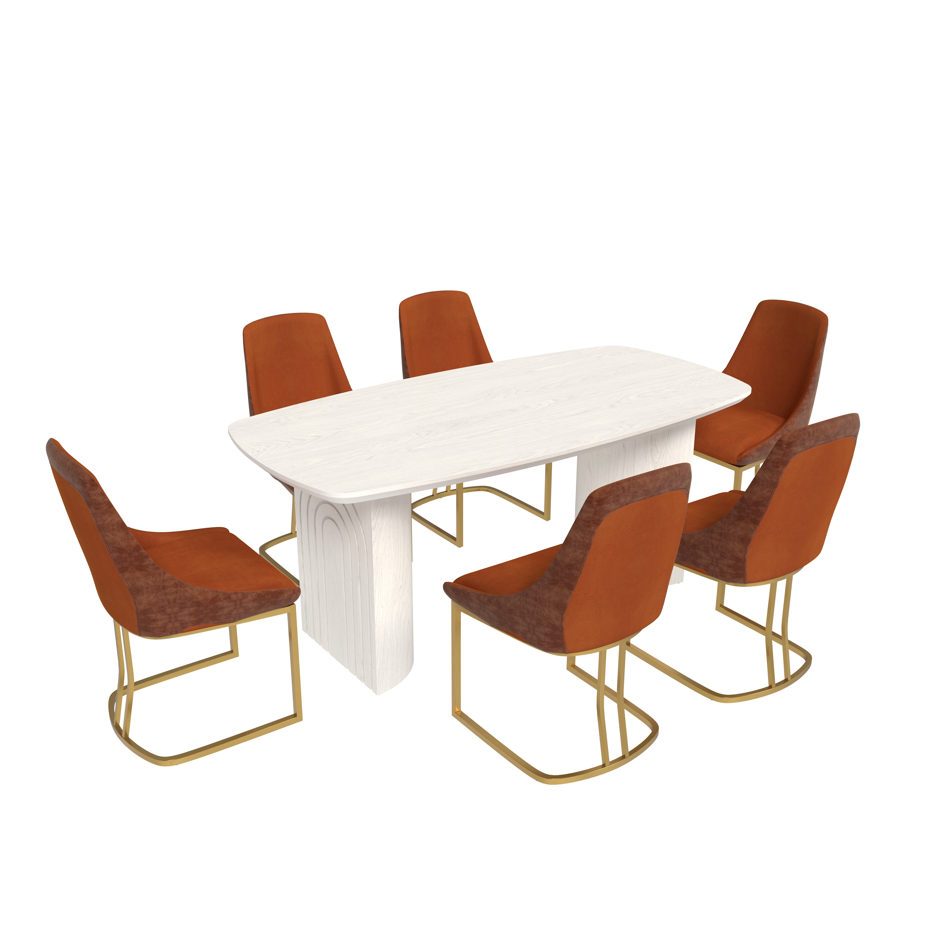 Clihome CL-1660A32RE Red Chair/White Table Contemporary/Modern Dining Room Set with Rectangular Table ( Seats 6 )