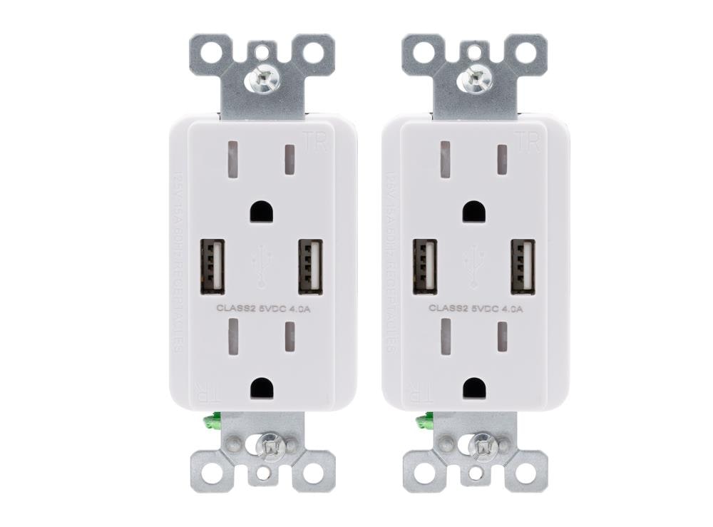 Utilitech 15-Amp 125-Volt Tamper Resistant Residential Decorator Outlet,  White (3-Pack)