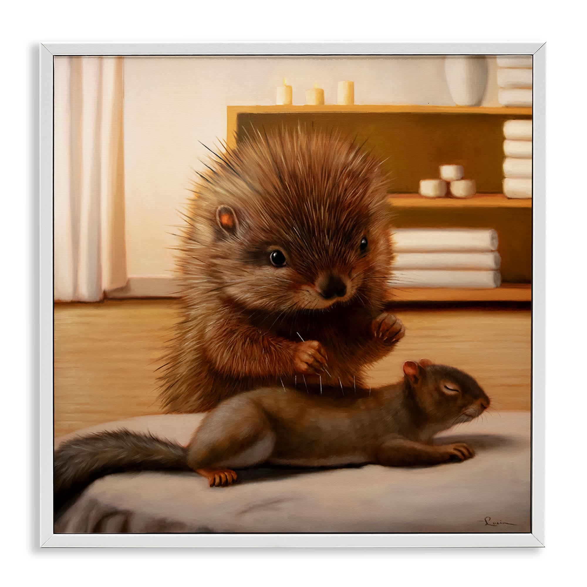 Stupell Industries BS-768-WFR-24X24 Acupuncture Spa Animals White Framed Giclee Art By Lucia Heffernan 24 x 24
