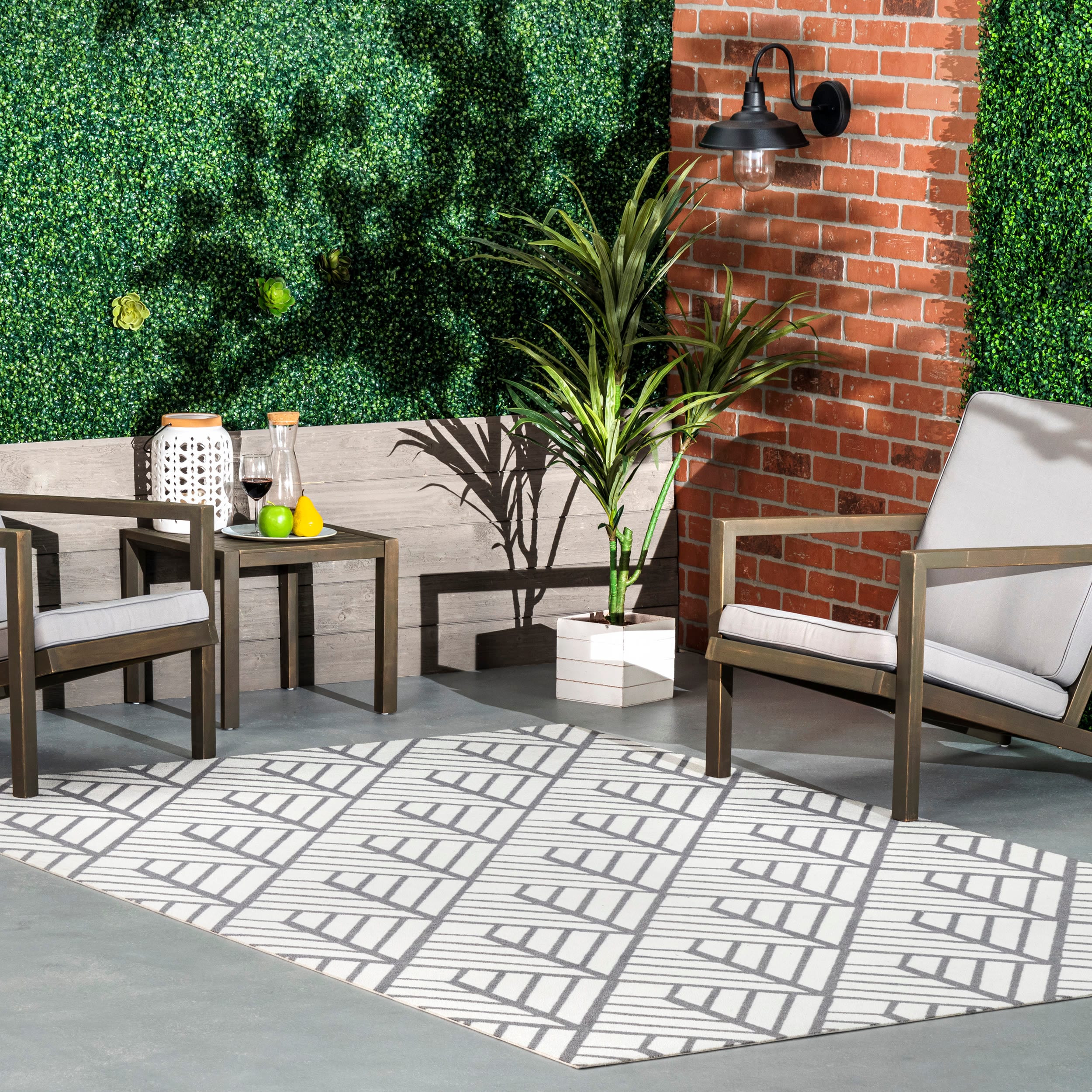 nuLOOM HJOA13B-8010 Oasis 8 x 10 (ft) Loomed Polyester Grey Rectangular Indoor/Outdoor Geometric Area rug