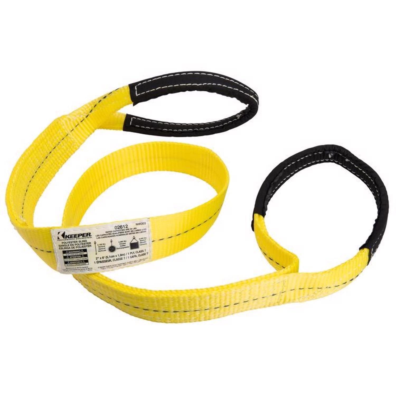 Keeper  2 in x 6 ft Polyester Lifting Sling 6200 lb Basket Capacity Black Yellow 1 pk