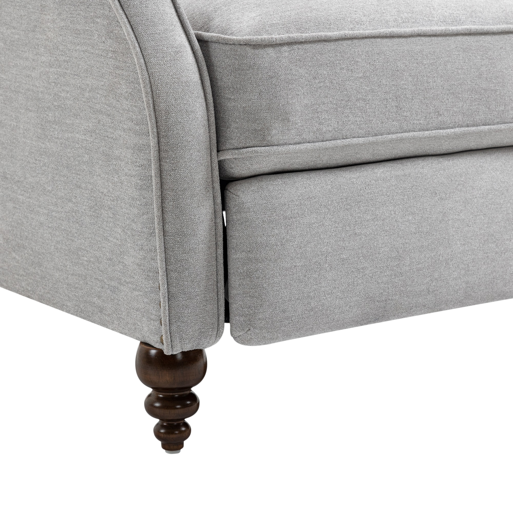 Gray Velvet Upholstered Recliner with Button Tufting