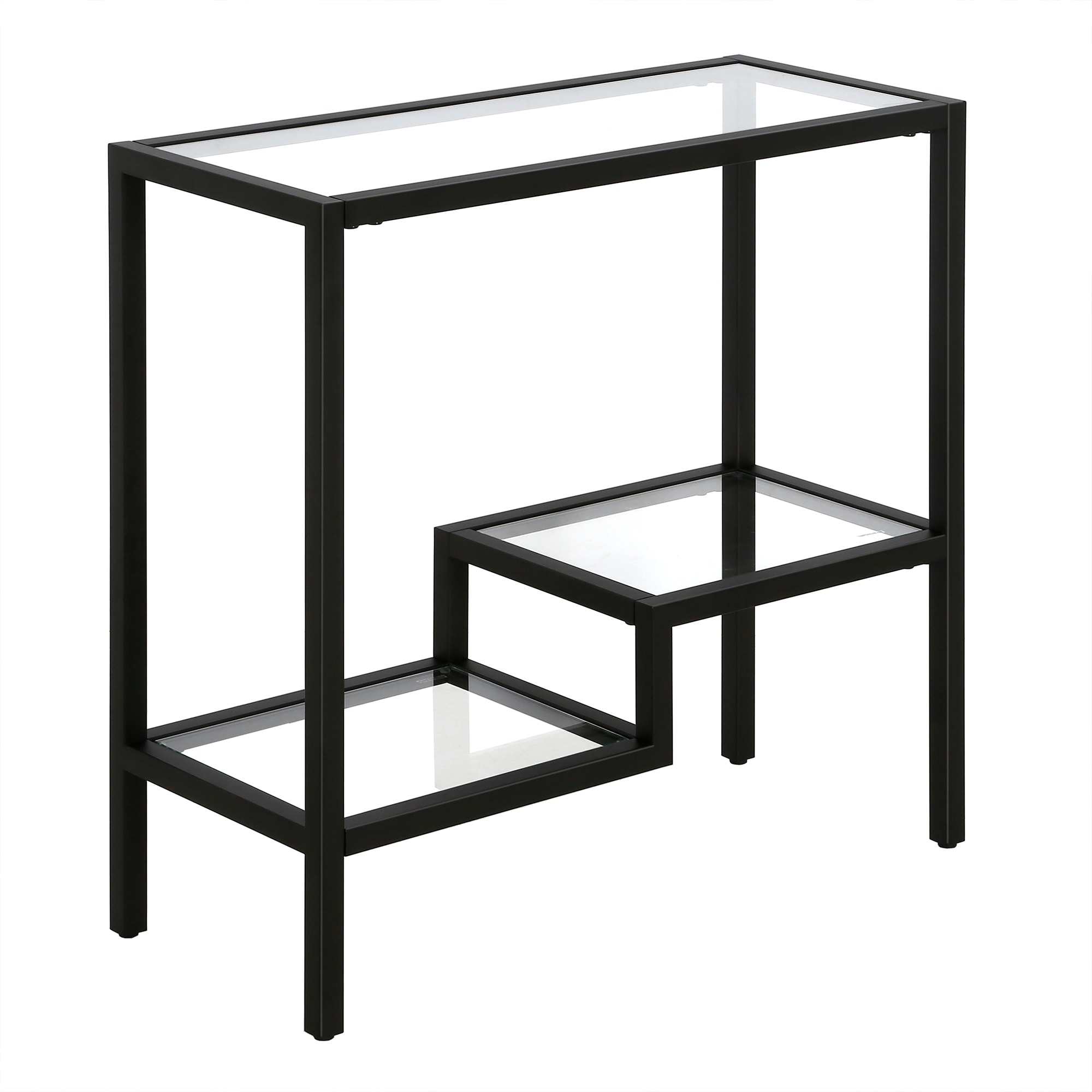 Hailey Home ST1314 Lovett 24-Inches W x 24-Inches H Blackened Bronze Glass Rectangular Modern End Table Assembly Required