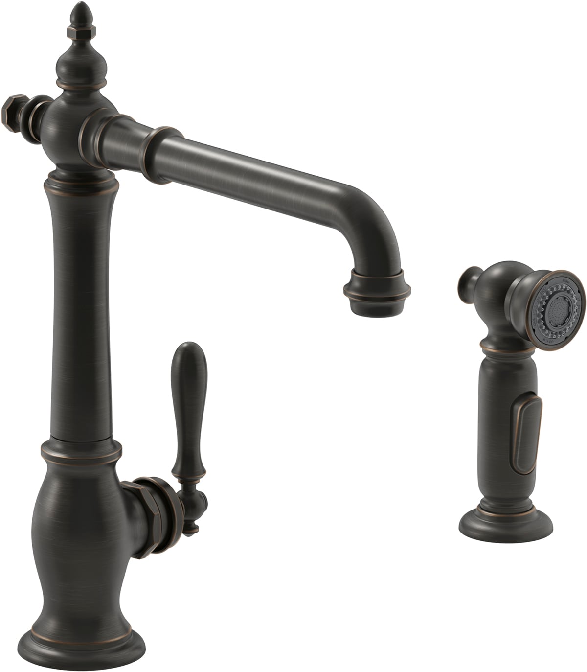 KOHLER K-99265-2BZ Artifacts Oil-Rubbed Bronze Single Handle Deck-mount Kitchen Faucet ( Side Sprayer Included )
