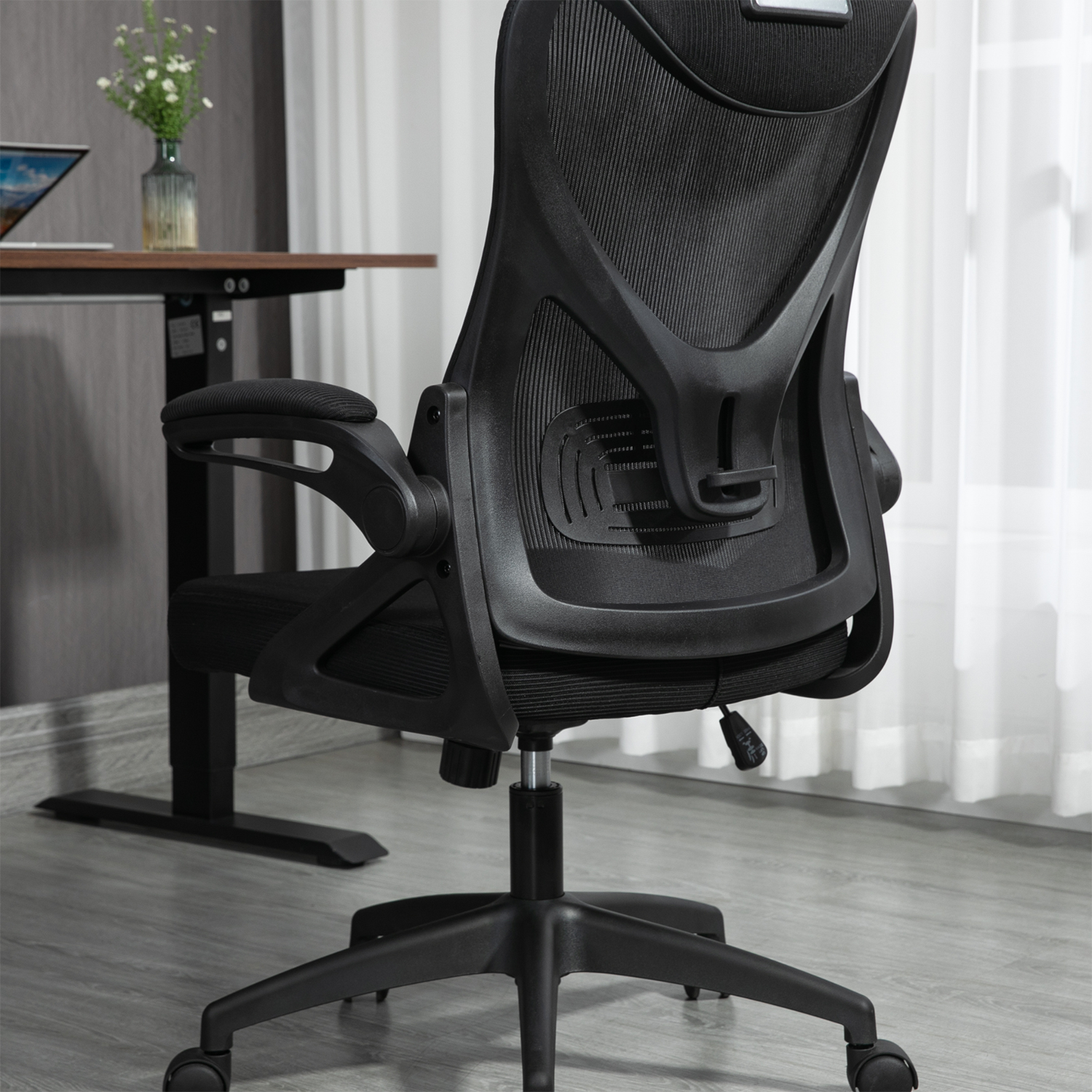 GZMR Mesh Assistant Office Chair Black Contemporary Adjustable