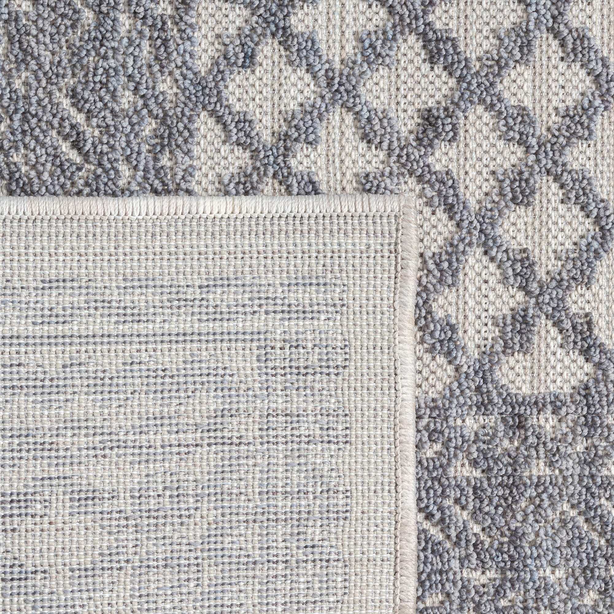 Winona Reversible Blue Geometric 8' x 9' Synthetic Area Rug