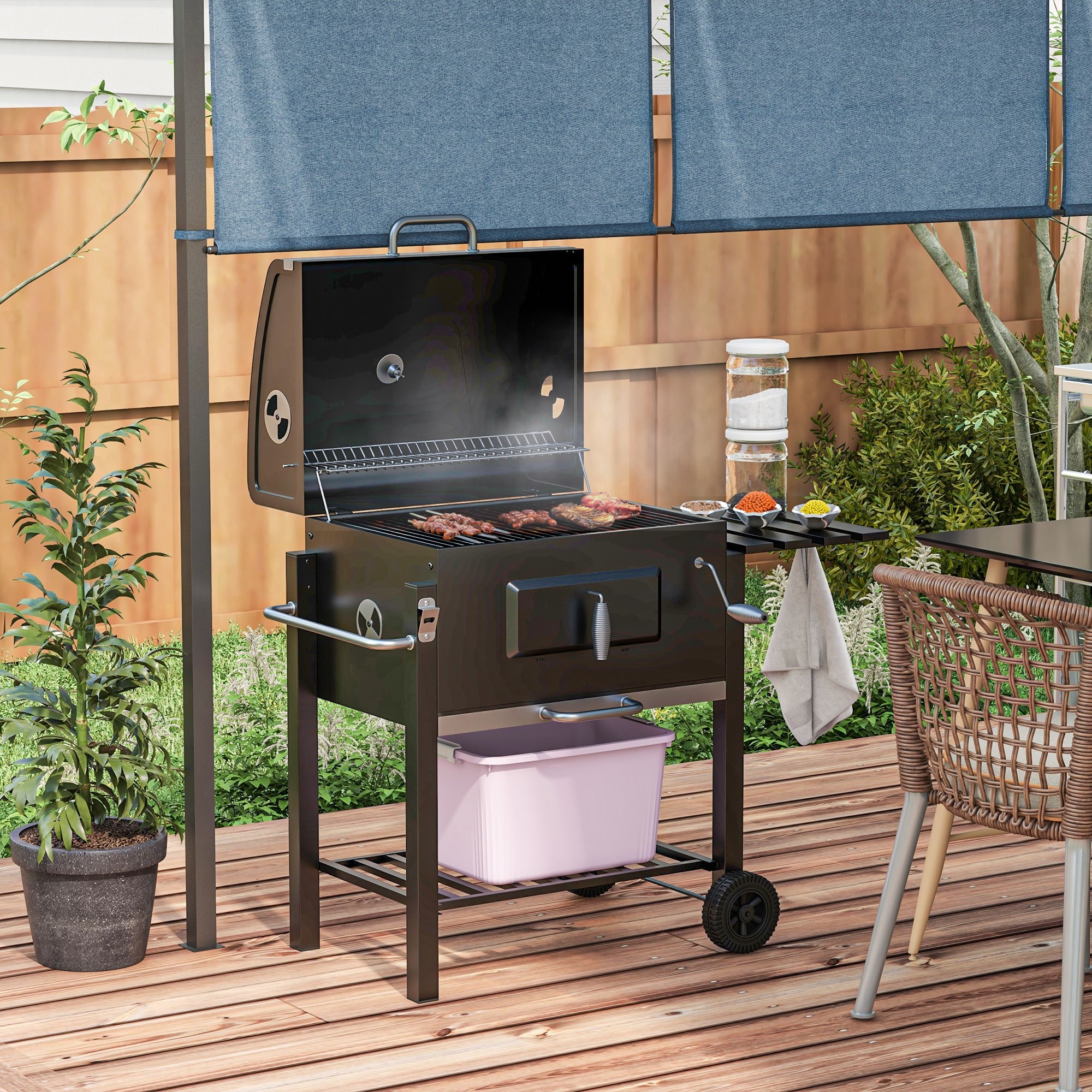 BABOOM BBQ Grill 21.75-in W Black Charcoal Grill