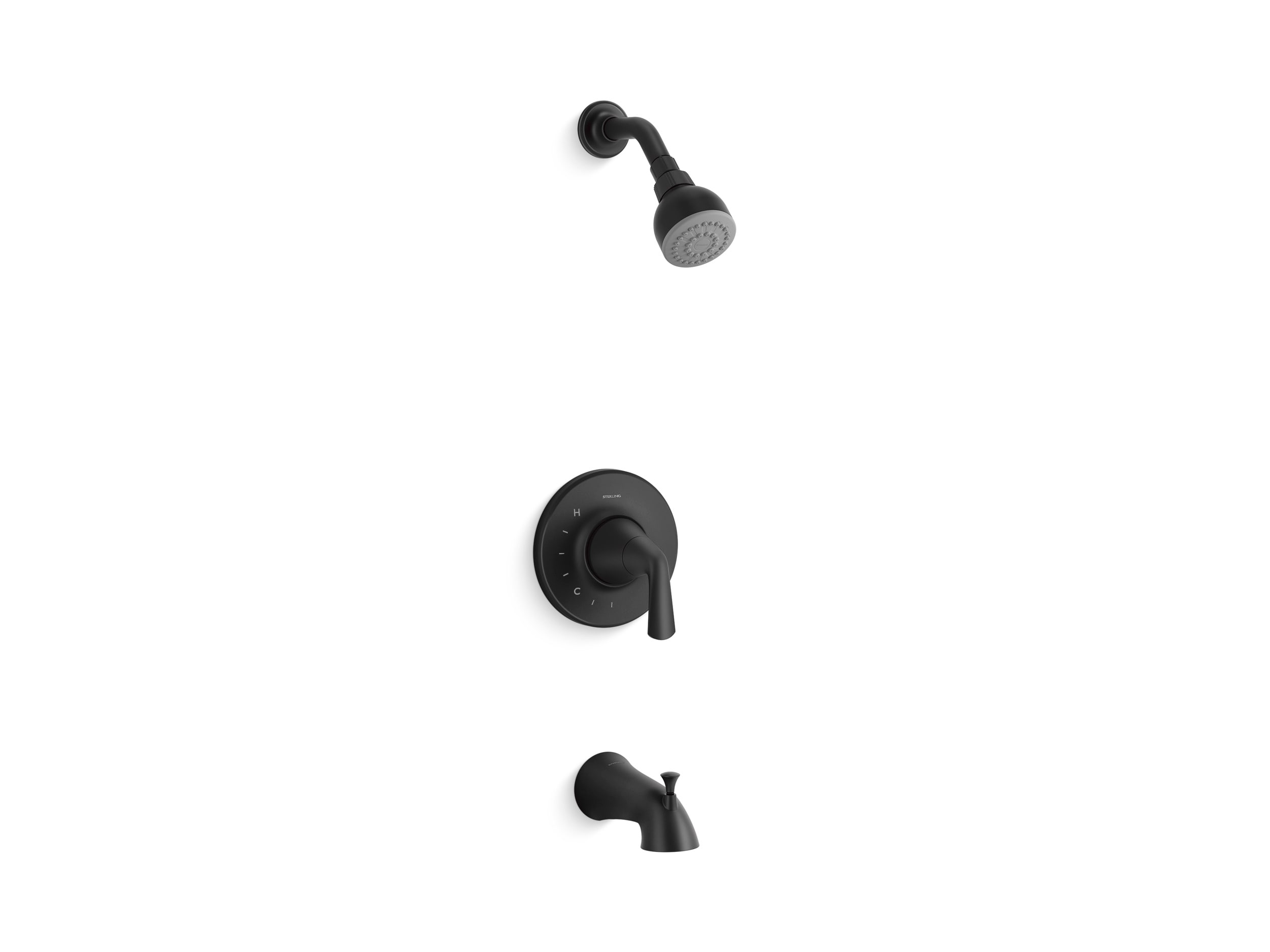 Sterling - Medley Matte Black 1-handle Single function 4.25-in Round Bathtub and shower Faucet ( ...