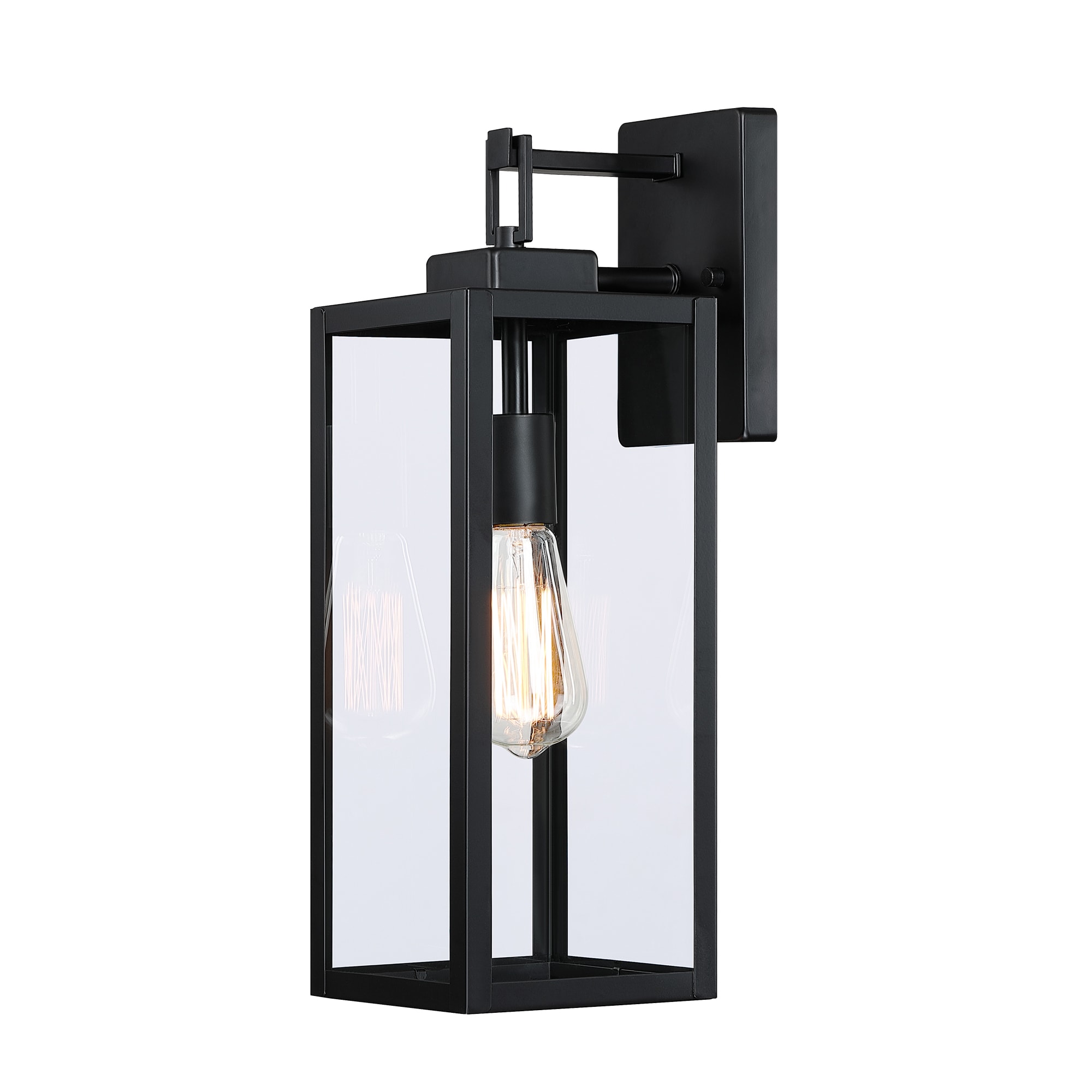 Hukoro Wall Lantern Sconce 1-Light 17.62-in Matte Black Outdoor Wall Light in the Wall Lights department at Lowes.com