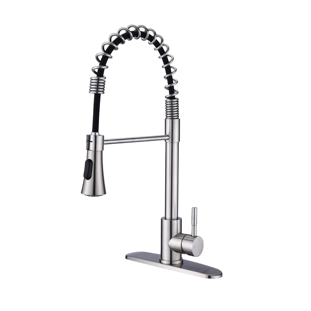 Loheer Commercial Kitchen Sink Faucet Brushed Nickel Pull Down Sprayer ...