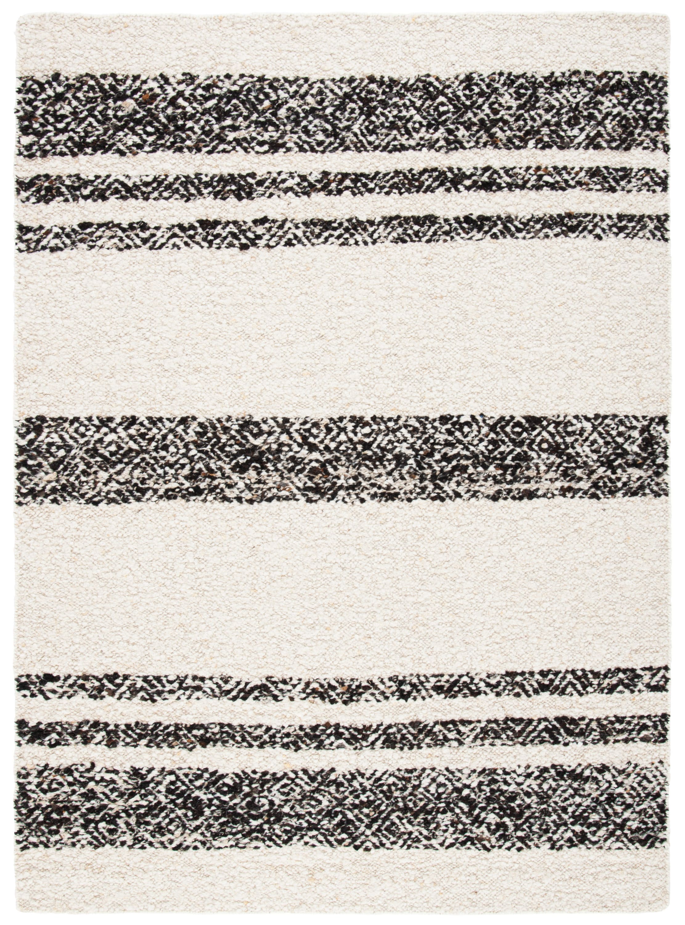 Natura Black and Ivory Handwoven Wool Cotton Area Rug