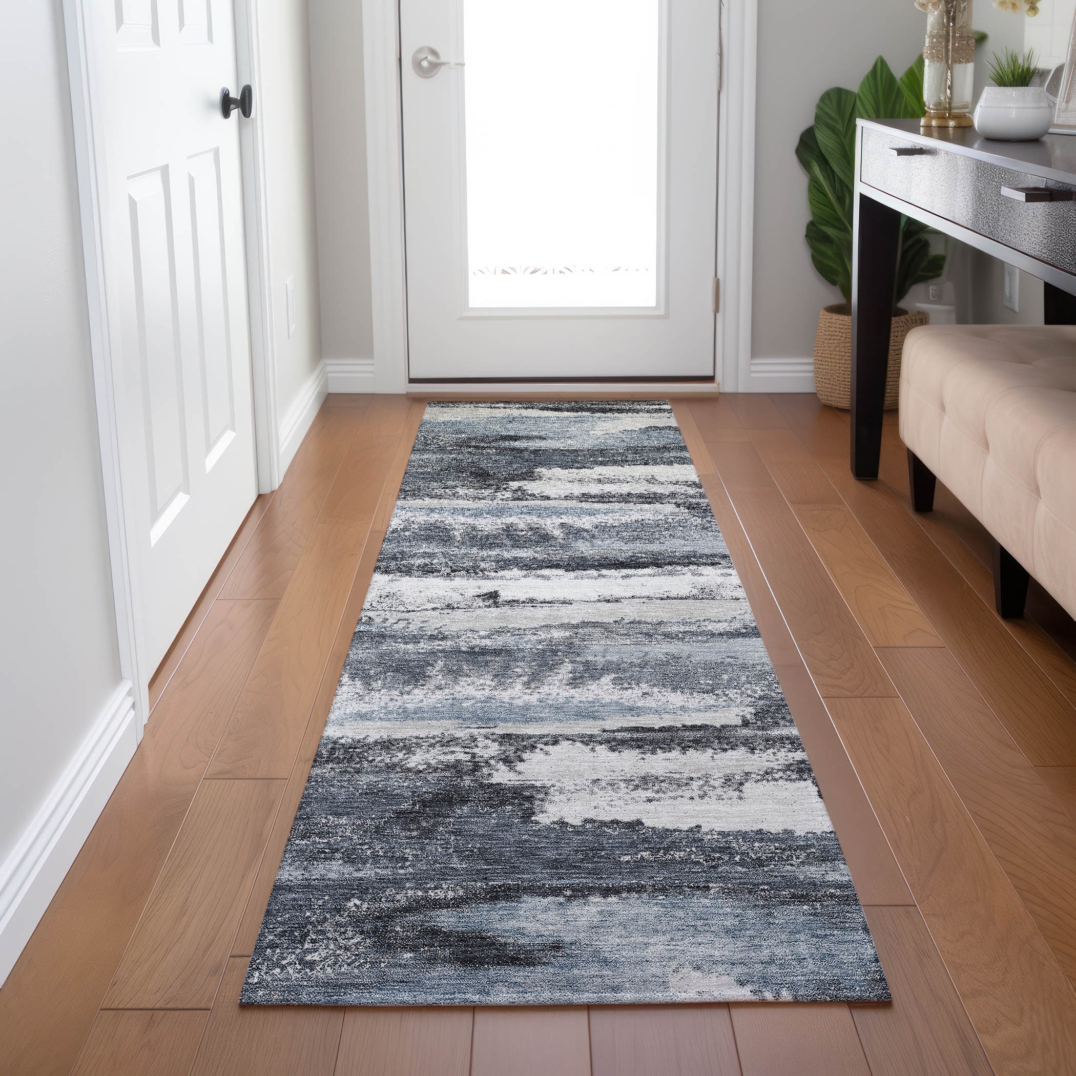 Addison Rugs ACN942GY2X8 Chantille ACN942GY 2 x 7 (ft) Polyester Gray Rectangular Indoor/Outdoor Geometric Machine washable Runner rug