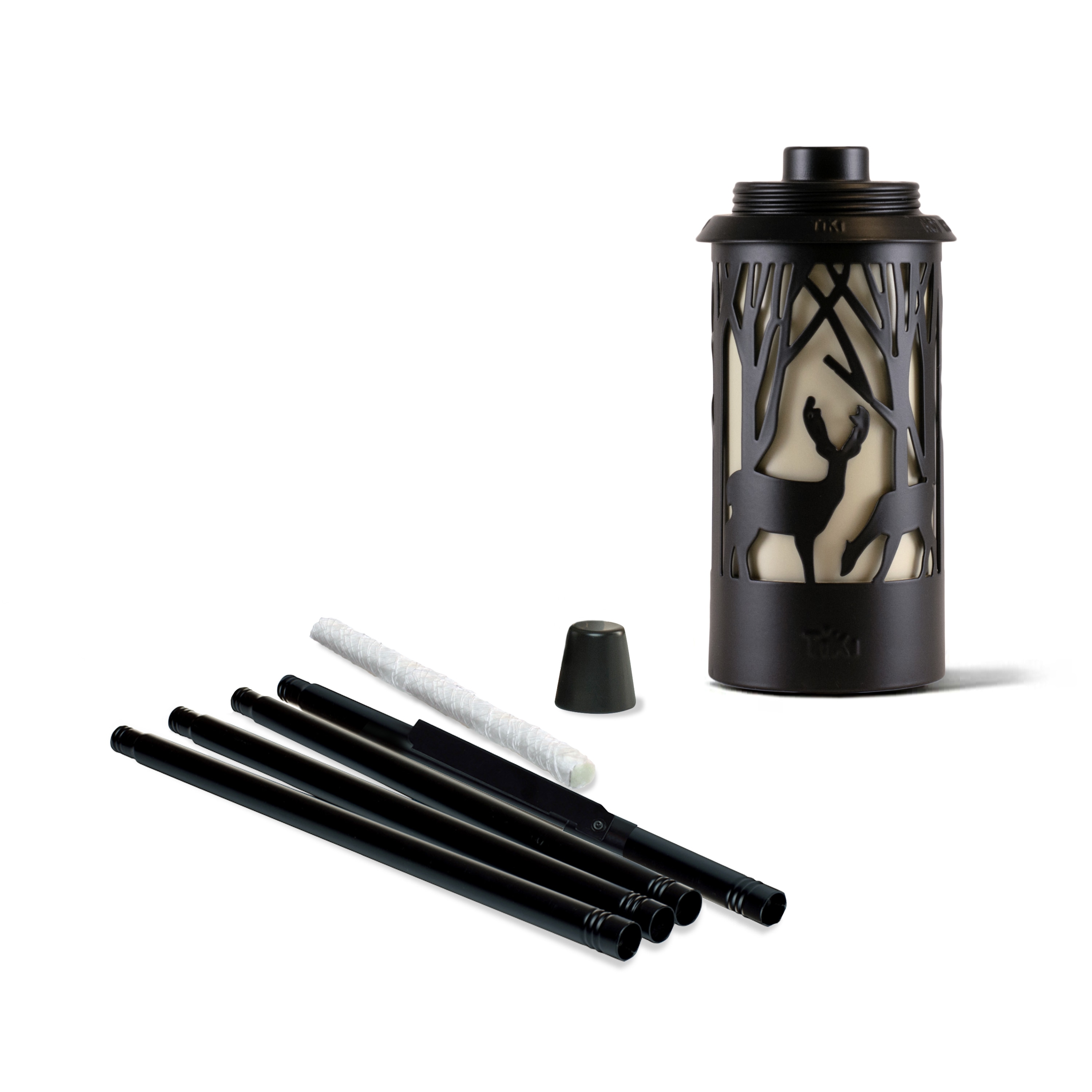 Hunter Black Metal Outdoor Torches with Deer Design, 64.5 Inches