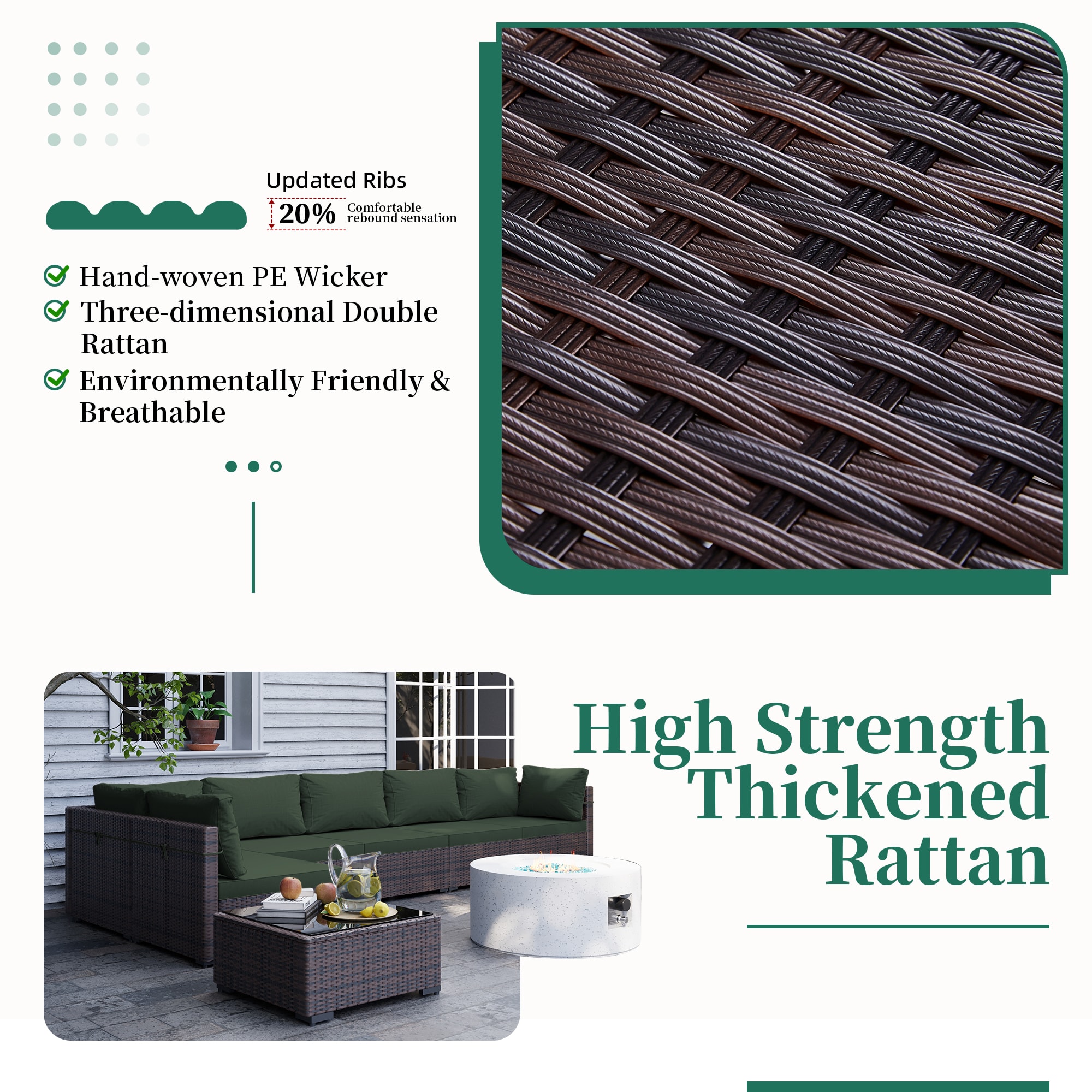 UPHA TBSF-ABC28SYMB-GREEN Patio-Conversation-Sets - View #5