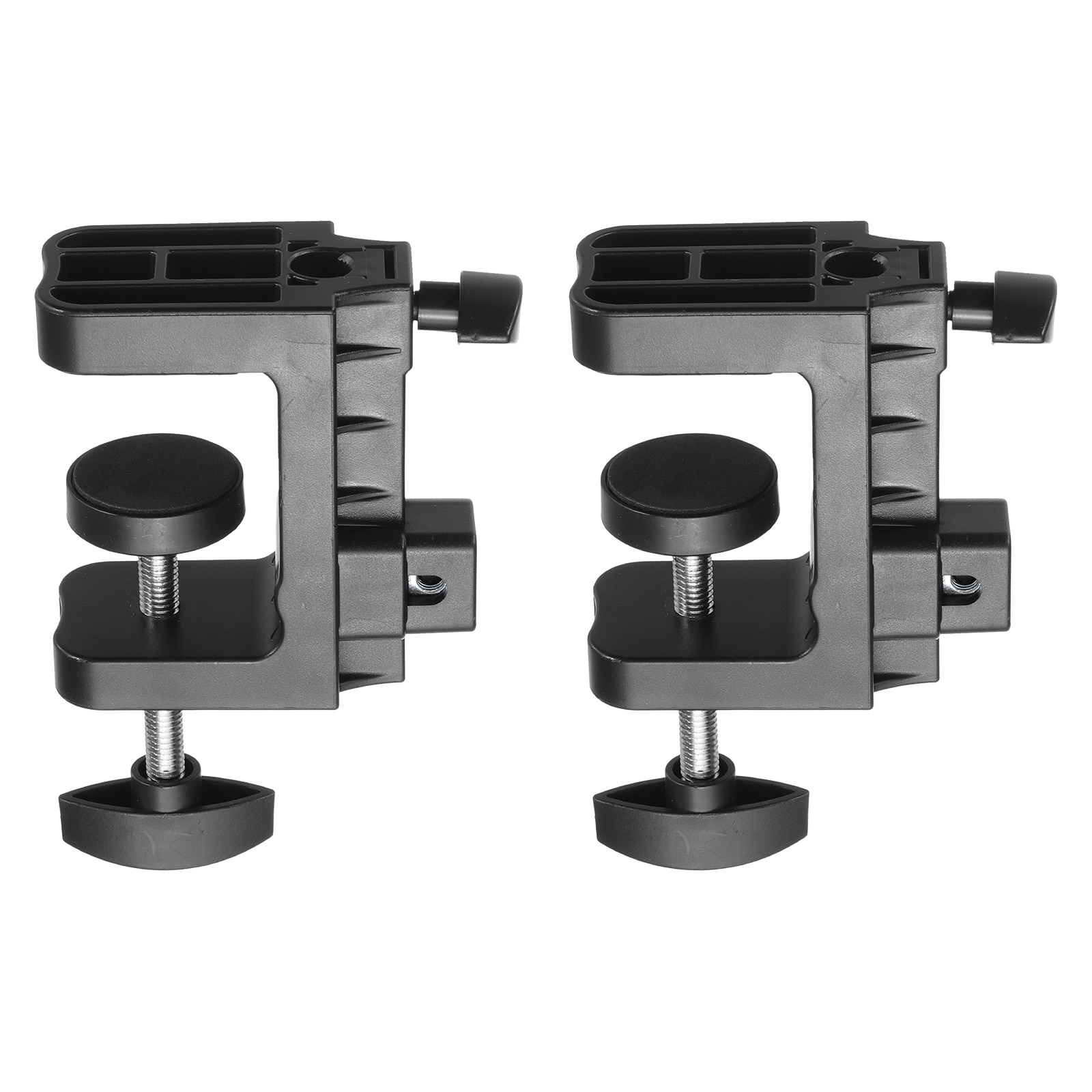 Harfington 2pcs Metal Table Clamp Mount 2.3 Inch Hole Dia Clamp for Desk Lamp Mount Stand Universal Dual-Purpose Cantilever Bracket Clip with Plastic Handle for Microphone Arm Lamp Stand Black