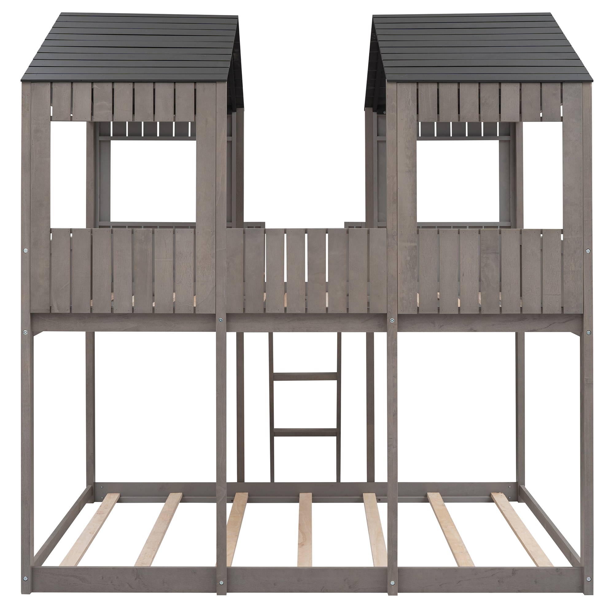 Qualler BLE00301E Antique Gray Full over full Bunk Bed