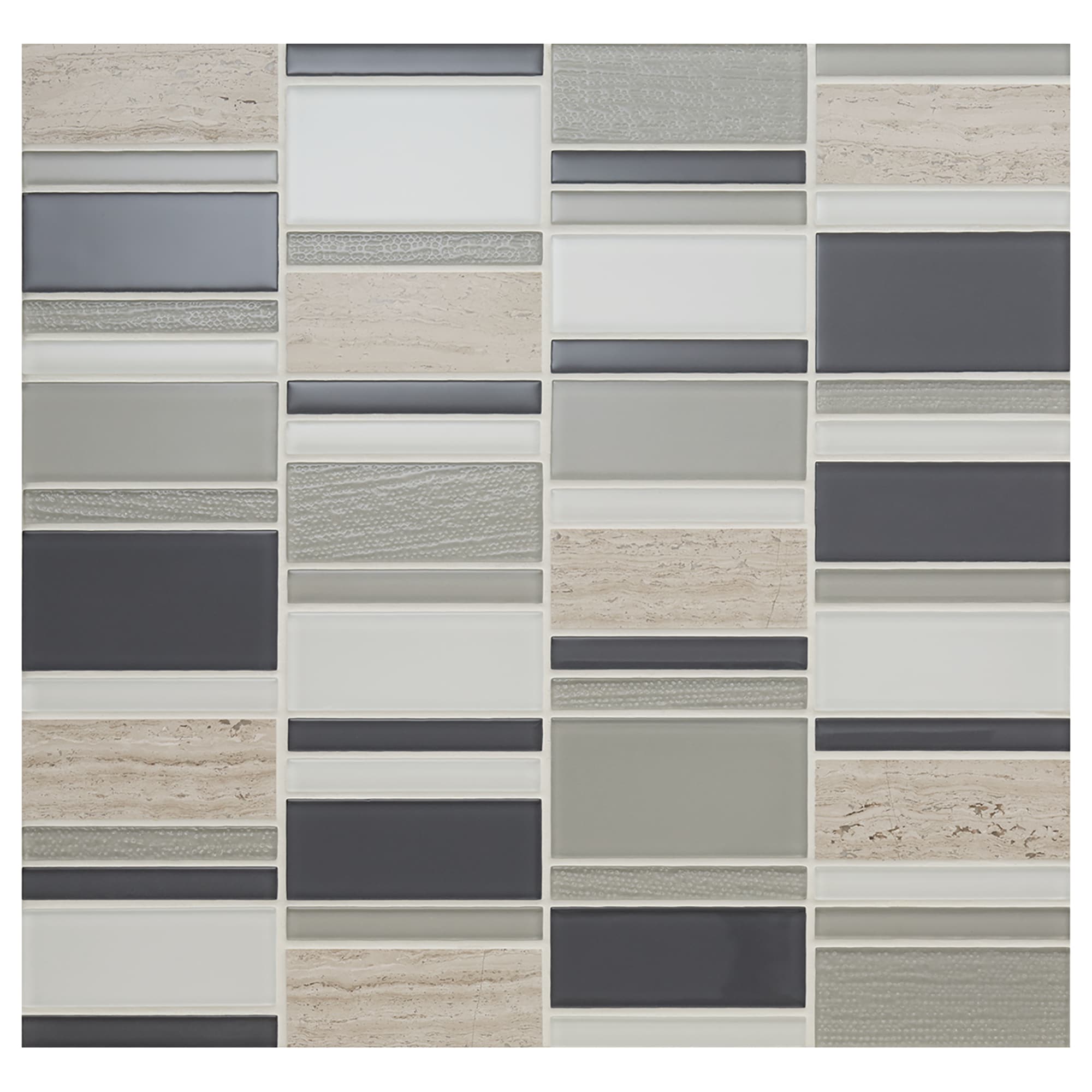 American Olean SA94BLRANDMS1P Serentina Tranquility 12-in x 12-in Multi-finish Glass/Stone Patterned Mosaic Wall Tile ( 1.01-sq ft Piece )