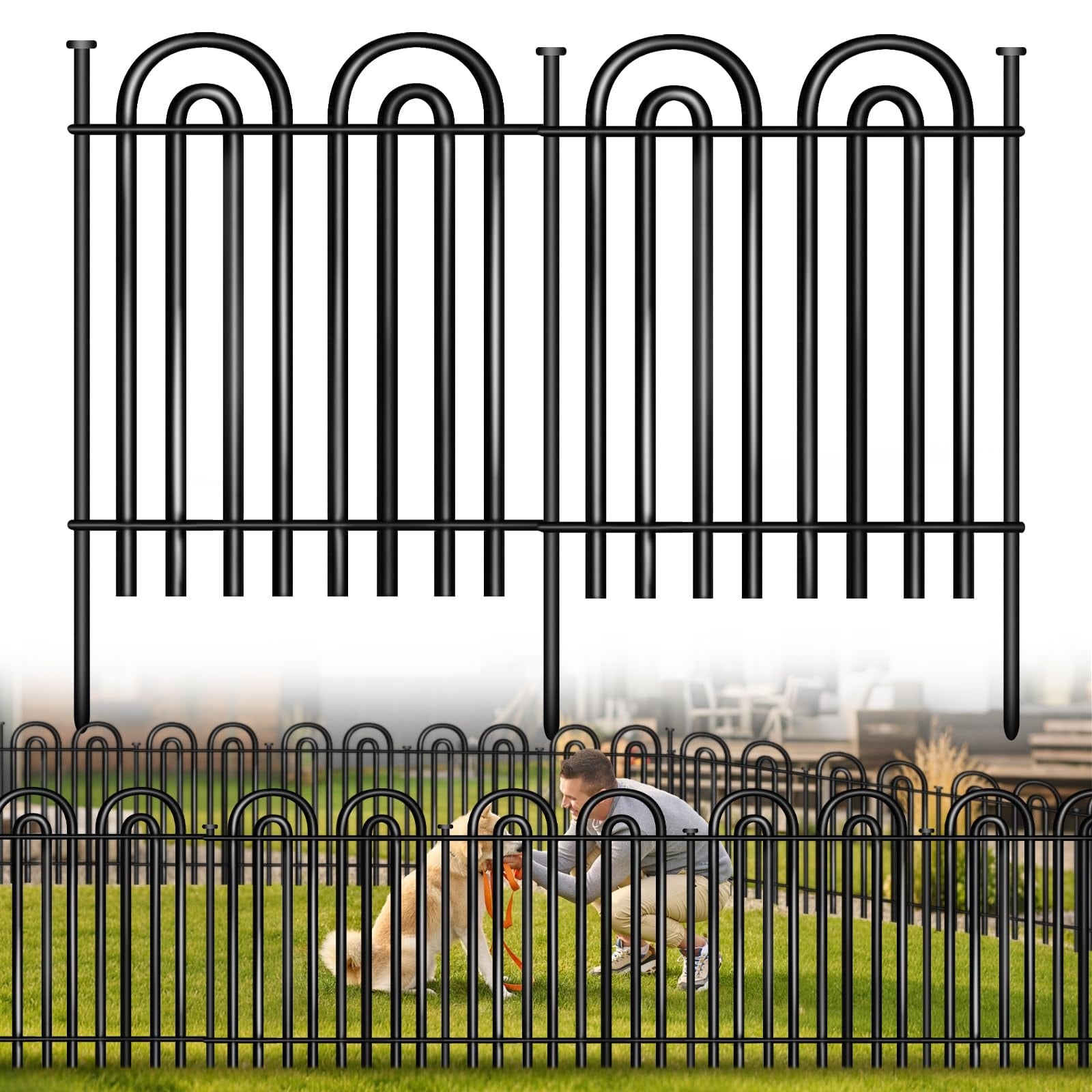 Justincity  10 Pack 32 in H x 29 in L Metal Arched Decorative Garden Fence Rustproof Animal Barrier for Dogs Rabbits Flower Bed Yard Patio 24.16 ft Total