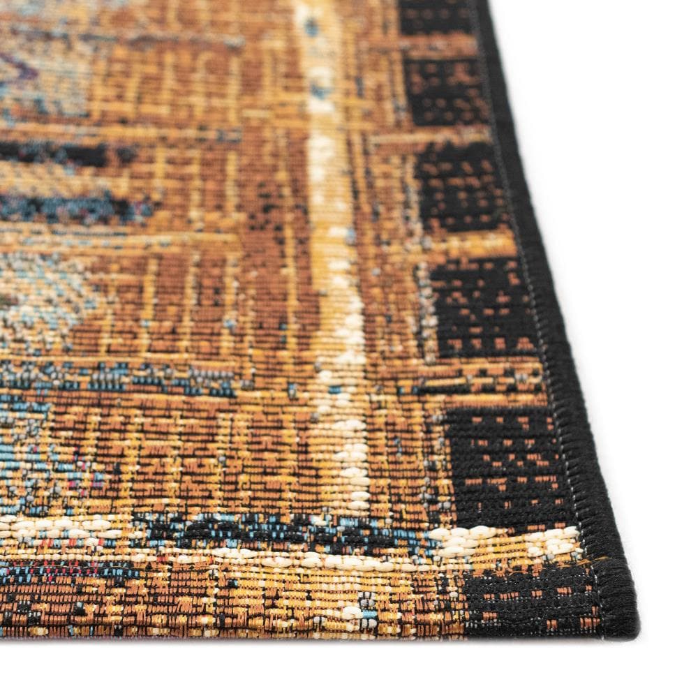 Sunset Gold Flat Woven 8' x 10' Synthetic Stripe Area Rug