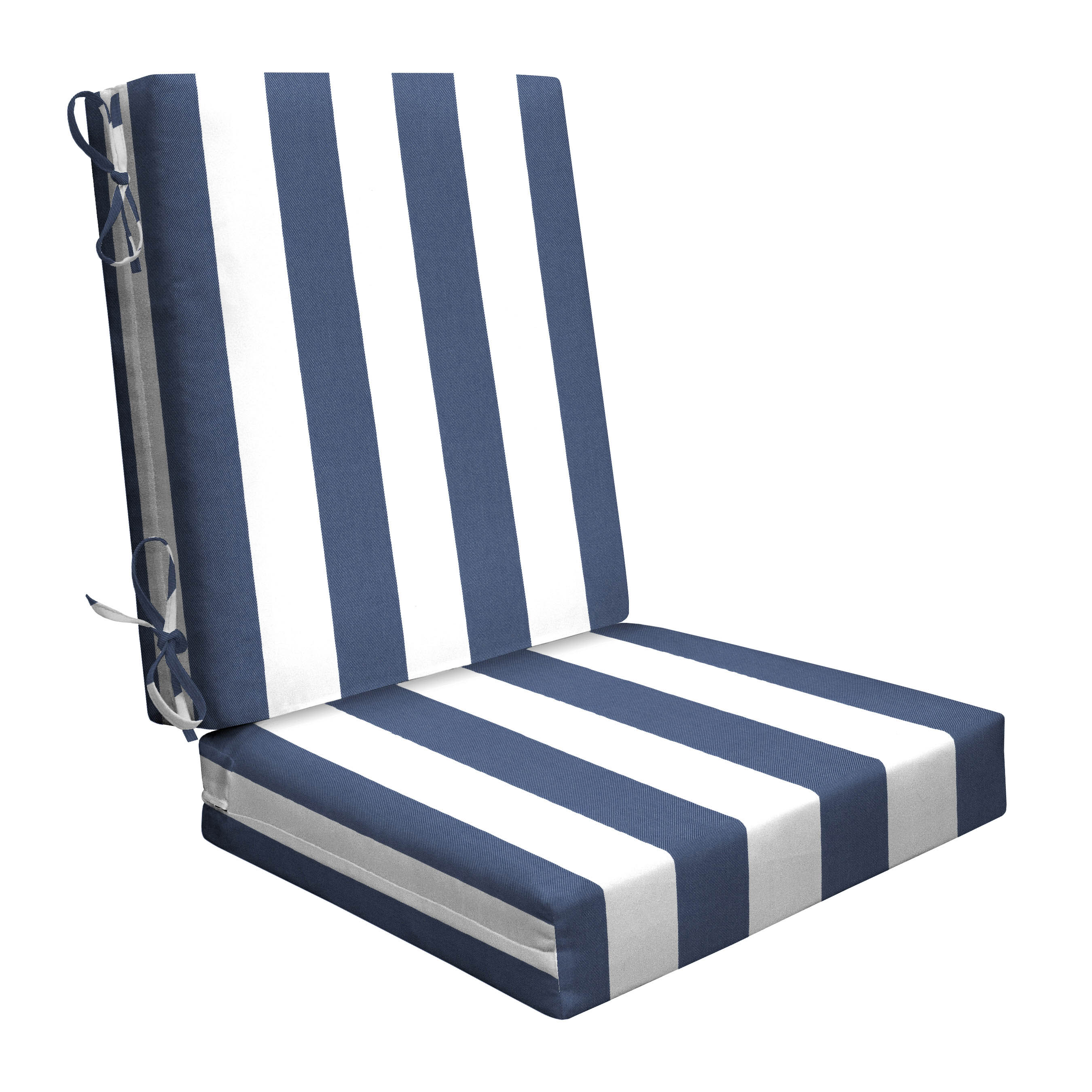 3i Products 21106S-101A165 19-in x 21-in Cabana Stripe Blue White High back patio chair cushion