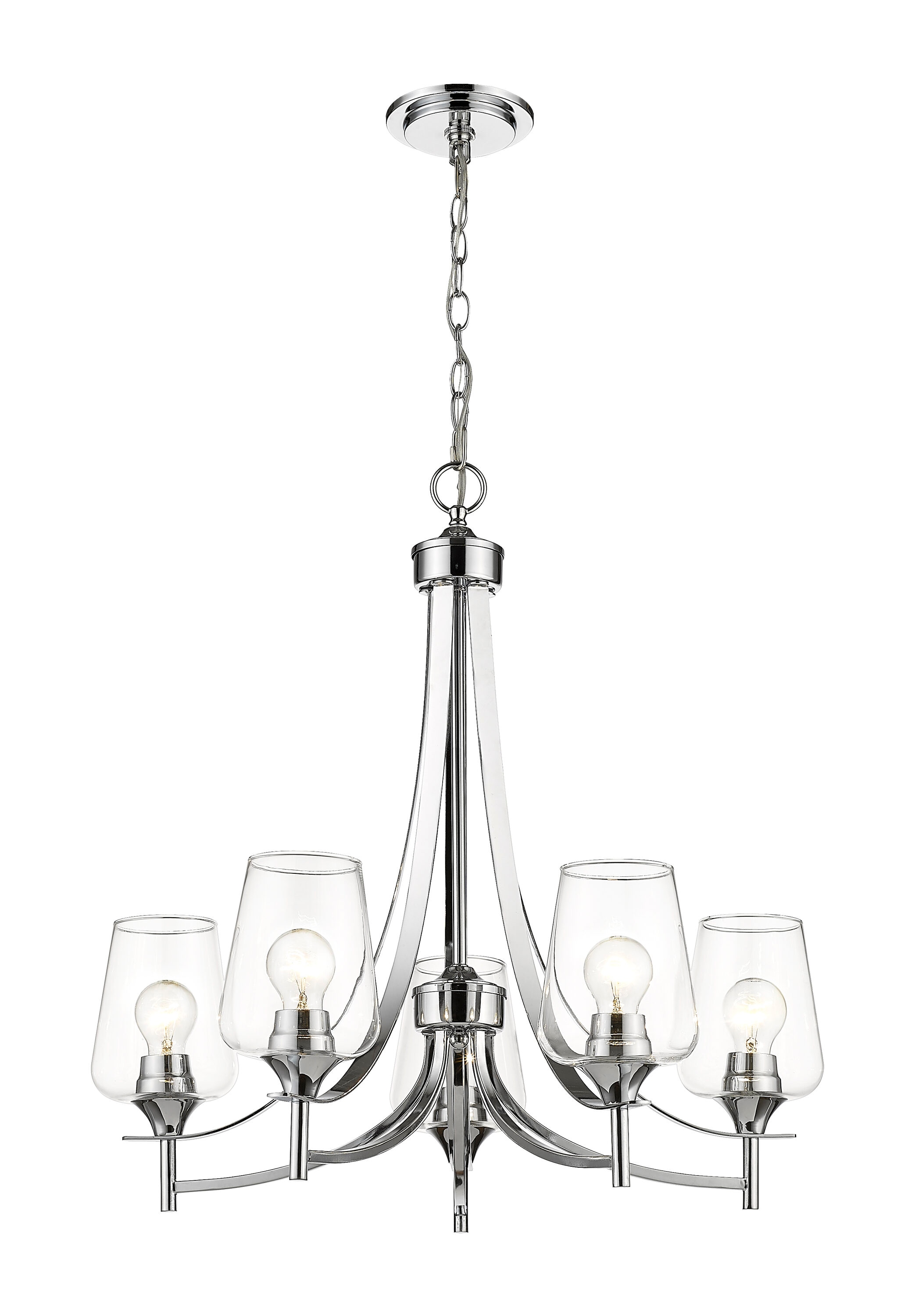 Joliet Chrome 5-Light Modern Steel Chandelier with Clear Glass Shades
