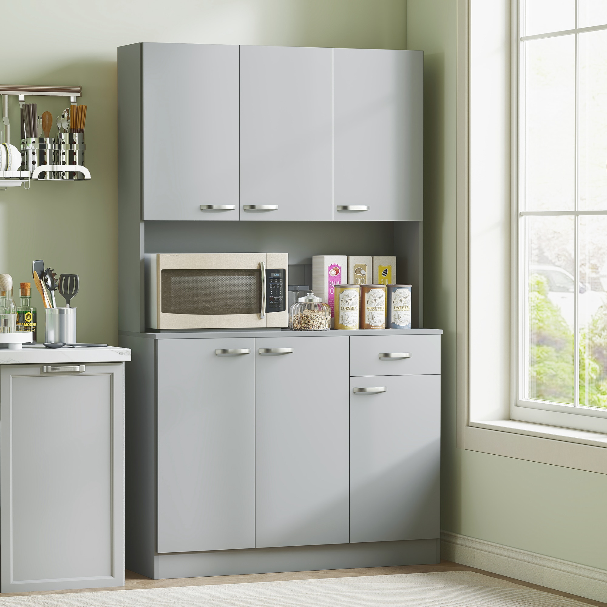 HomCom 801-026V80GY Pull-Out-Cabinet-Baskets - View #2