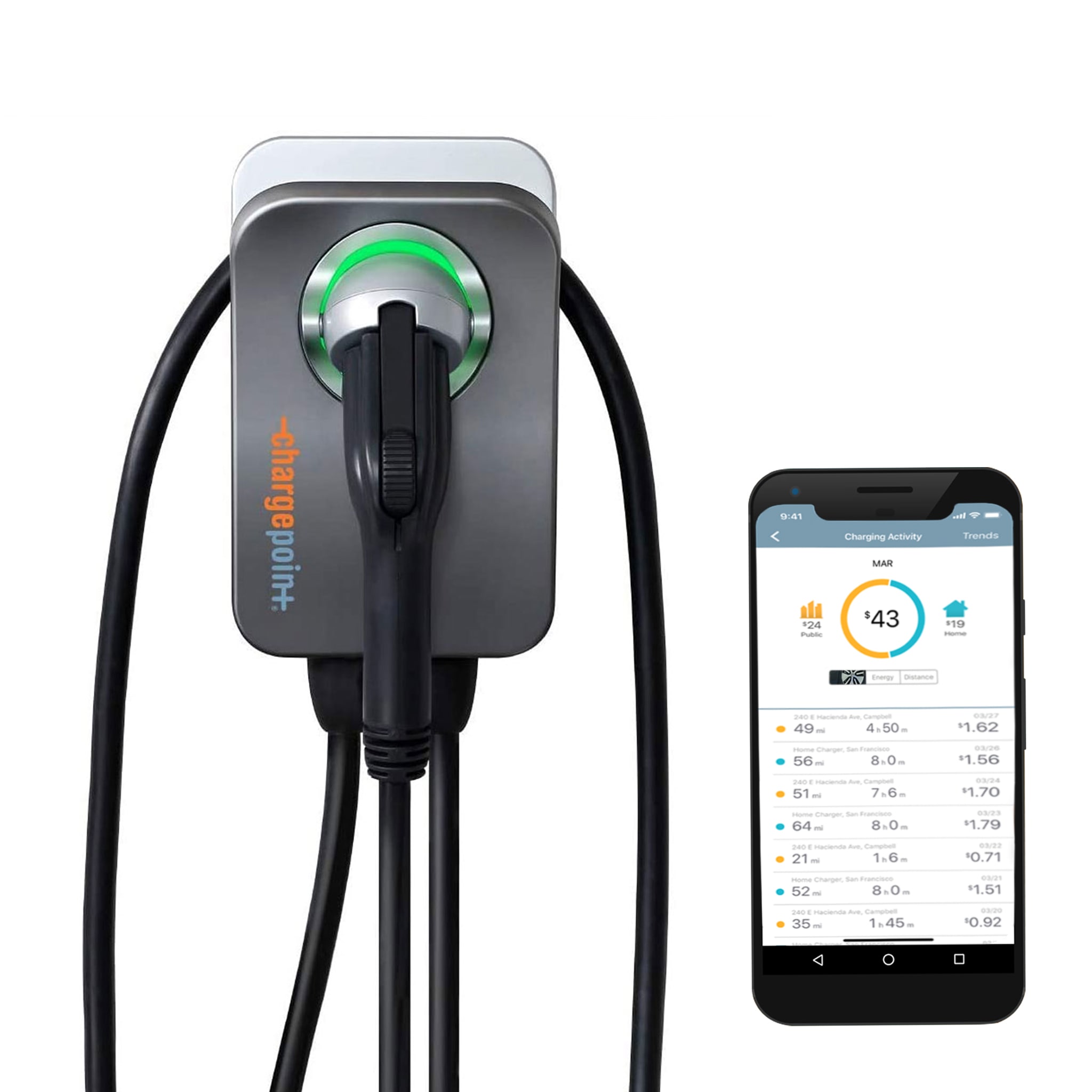 ChargePoint Home Flex Level 2 NEMA 6-50r Plug In EV Electric Vehicle Charging Station-up to 50 Amps/ 240-Volt with 23-ft Cable 235146 Sansujyuku sansujyuku.com