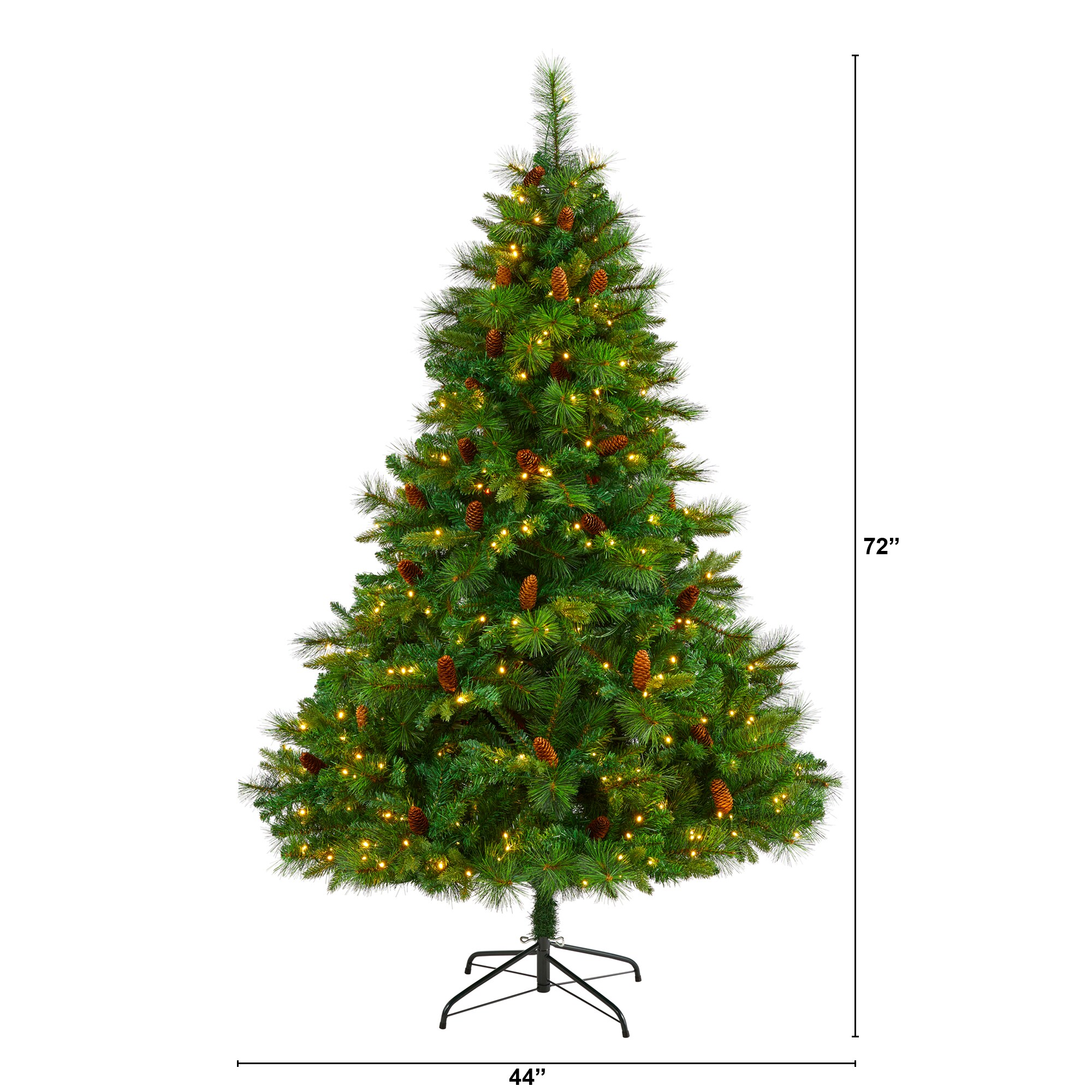 6ft Green Pine Artificial Christmas Tree with LED Lights and Pine Cones