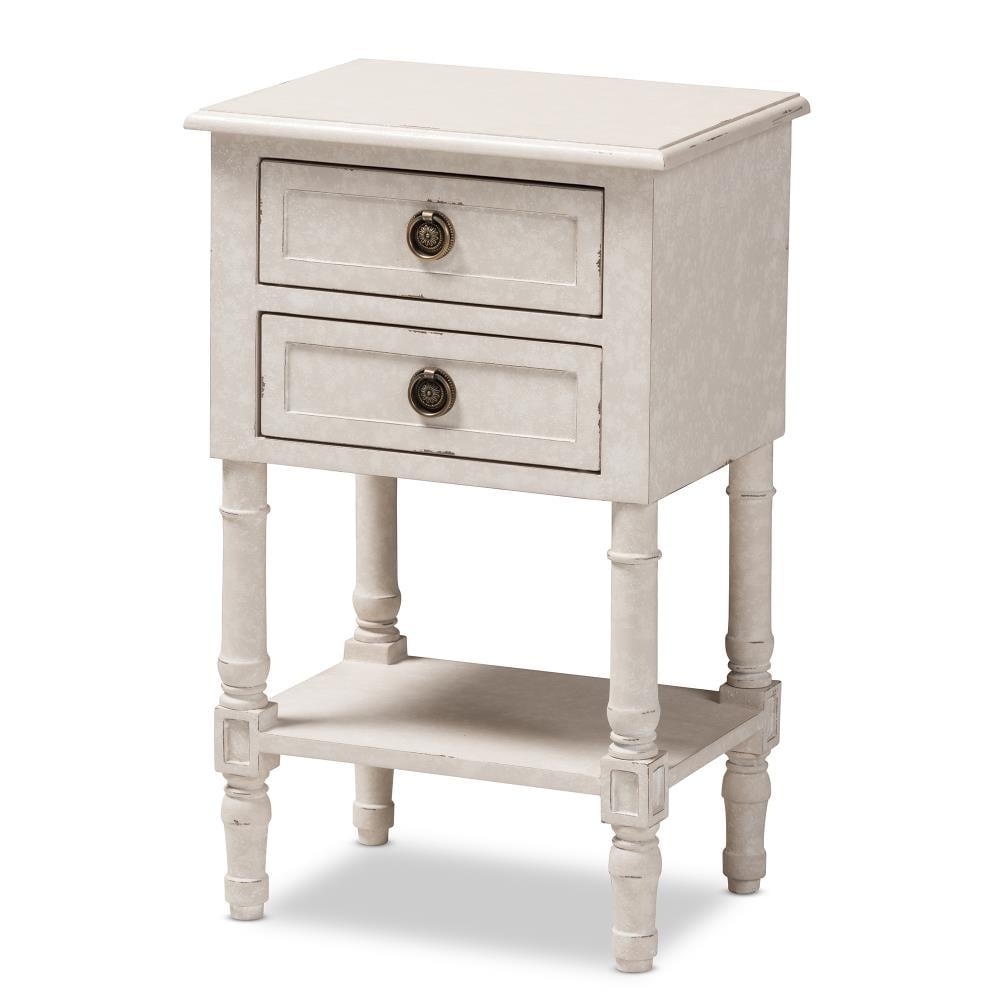 Baxton Studio Lenore White Rubberwood Nightstand in the