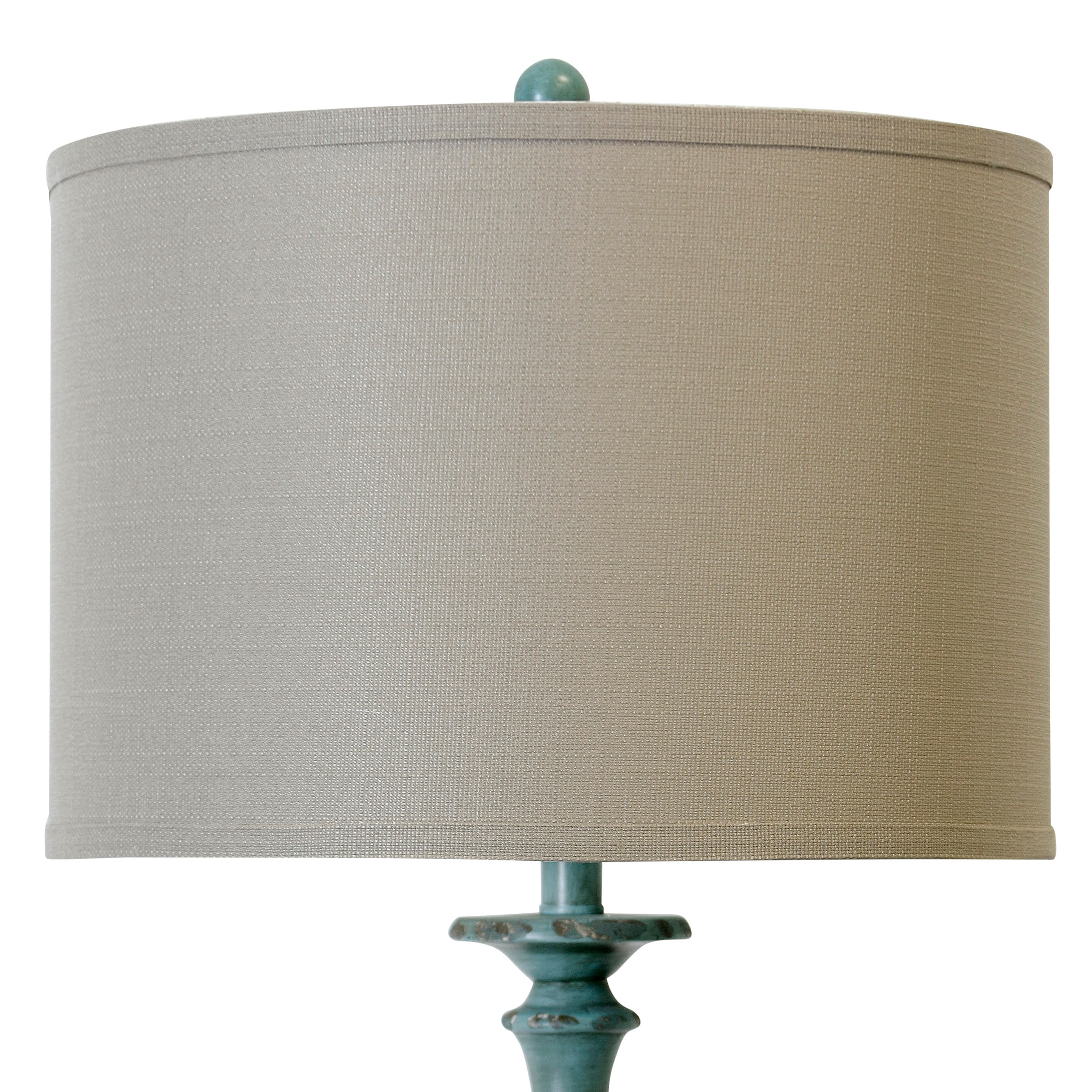 Elegant Distressed Blue Polyresin Floor Lamp with Taupe Shade