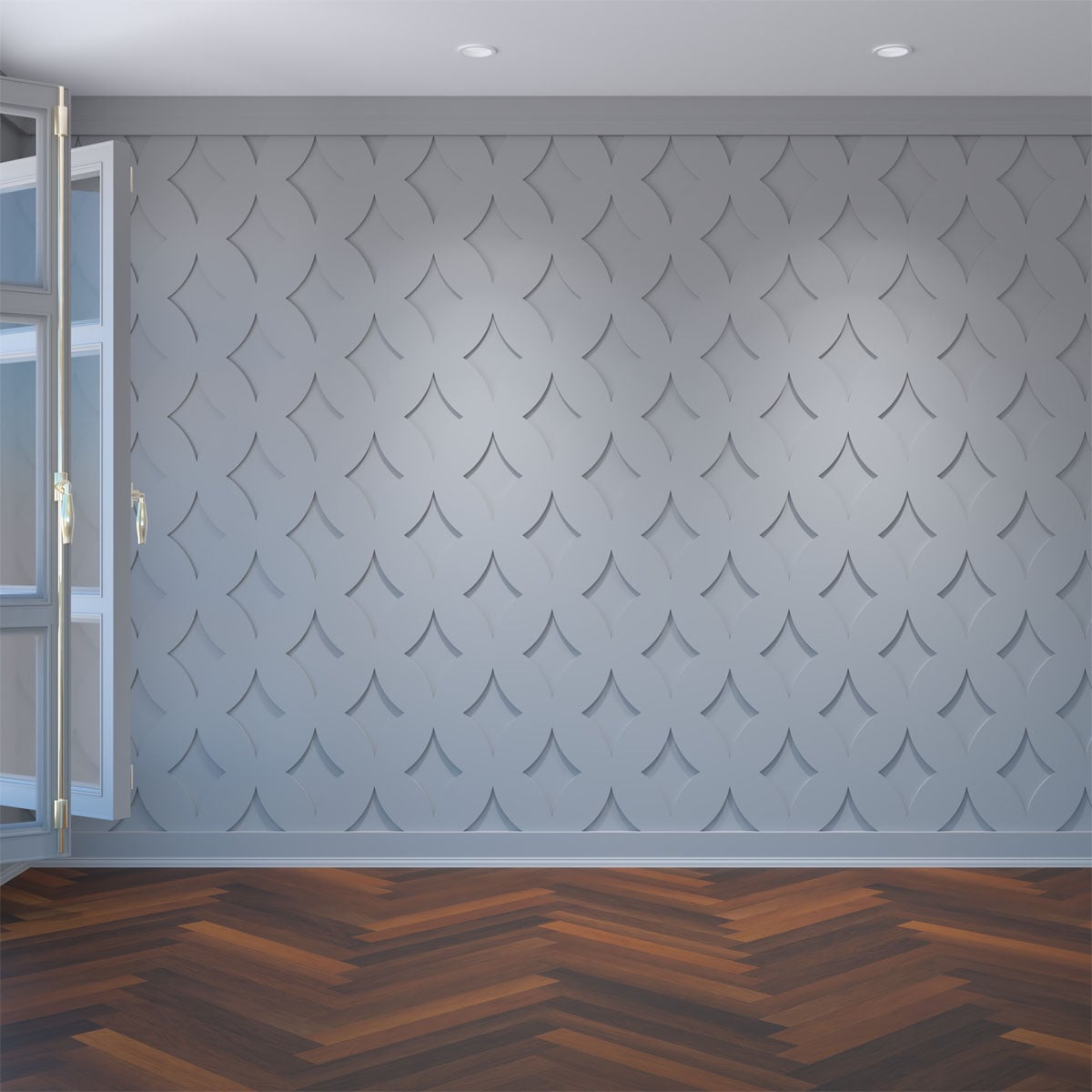 Ekena Millwork WALP16X16GSH 15-3/8-in x 15-3/8-in Smooth Paintable/Stainable White PVC Fretwork Wall Panel ( 1.64 )